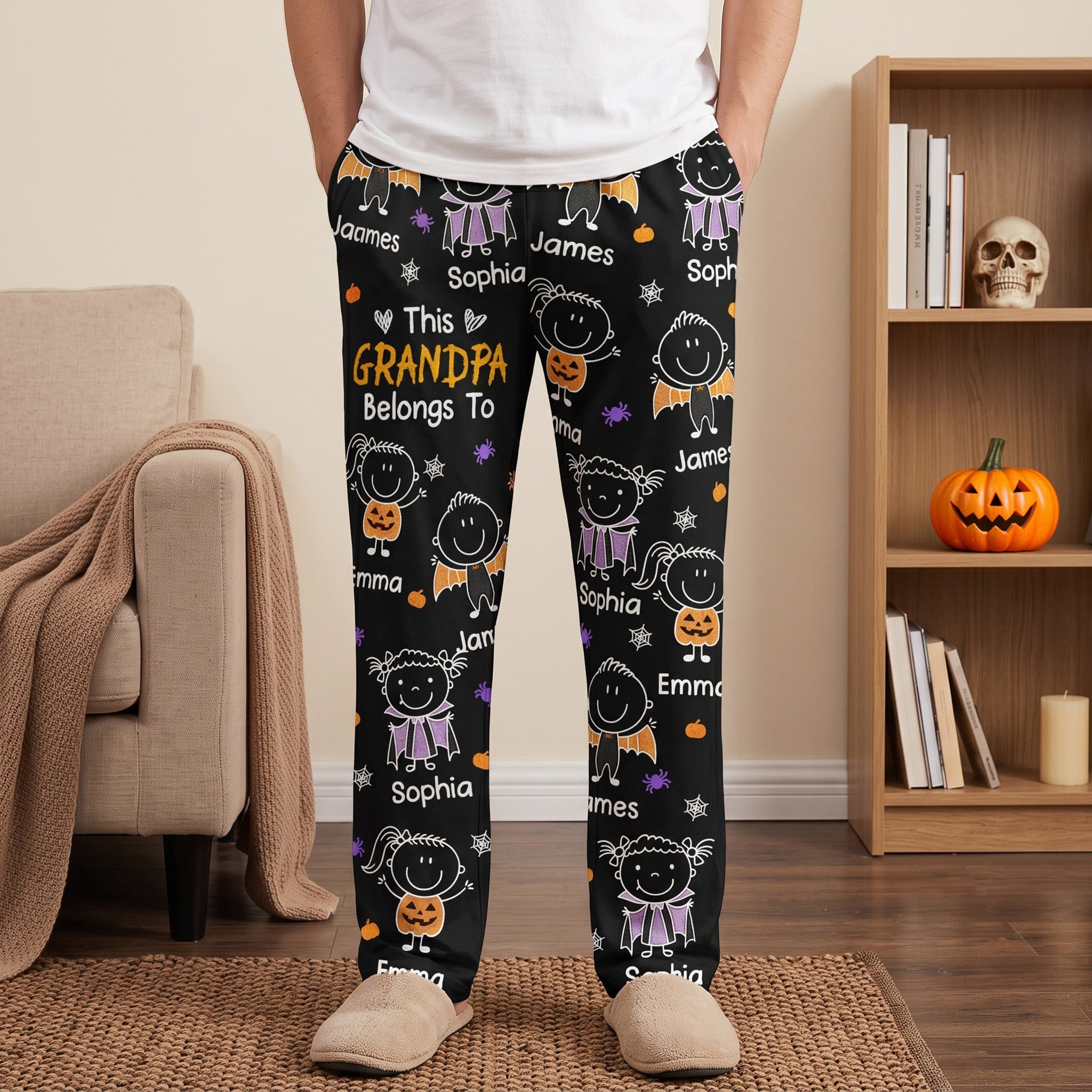 This Grandpa Belongs To Halloween Theme - Personalized Lounge Pants