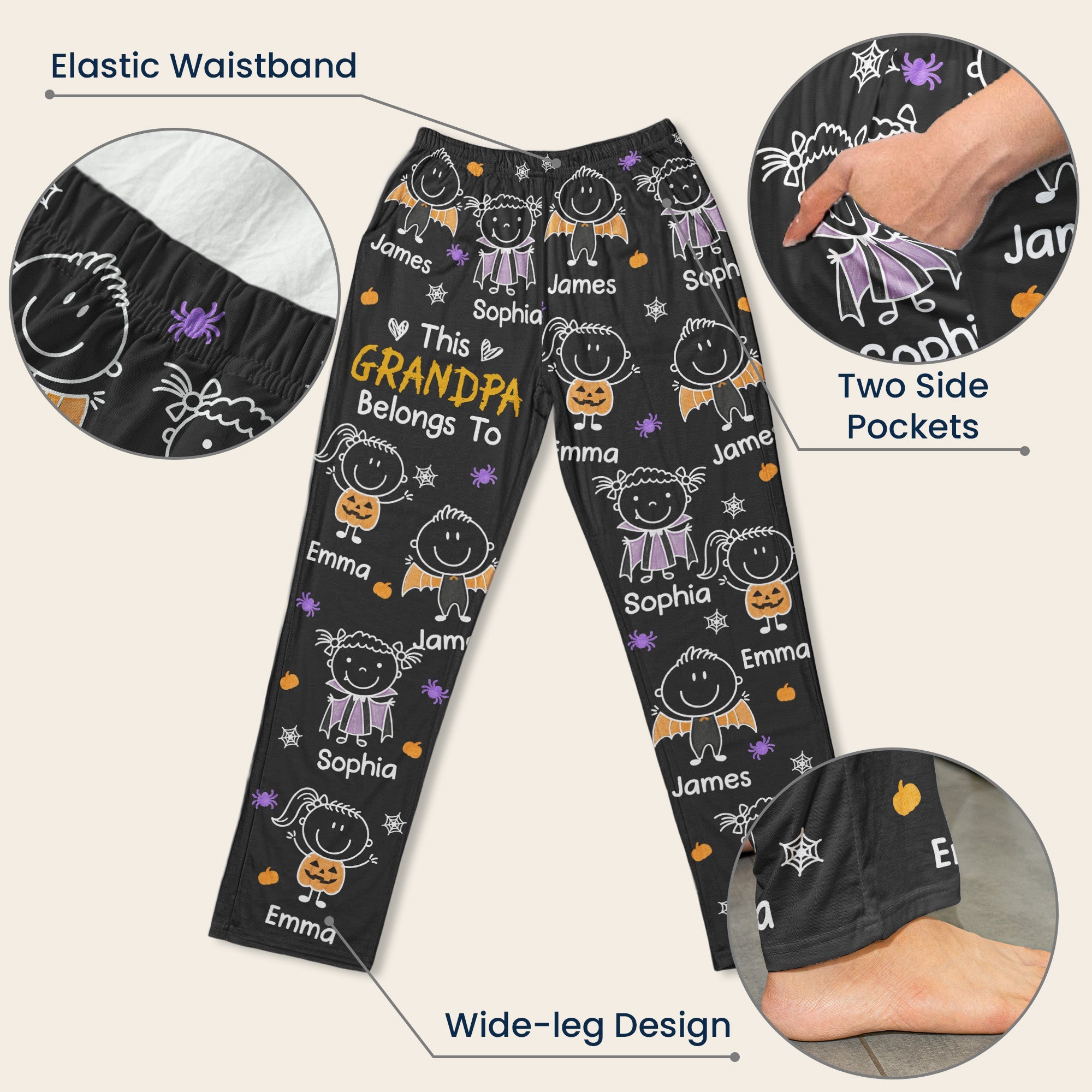 This Grandpa Belongs To Halloween Theme - Personalized Lounge Pants
