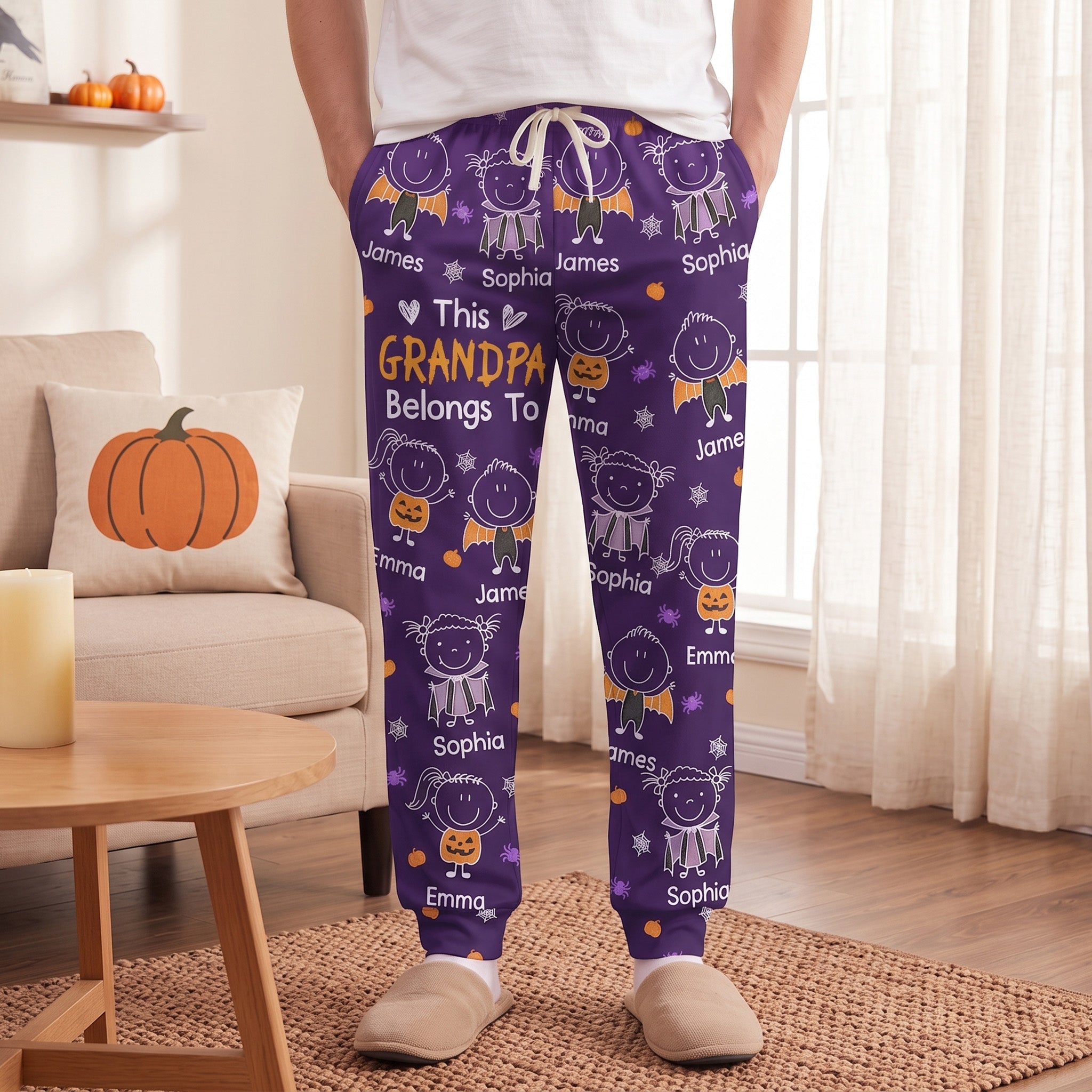 This Grandpa Belongs To Halloween Theme - Personalized Lounge Pants