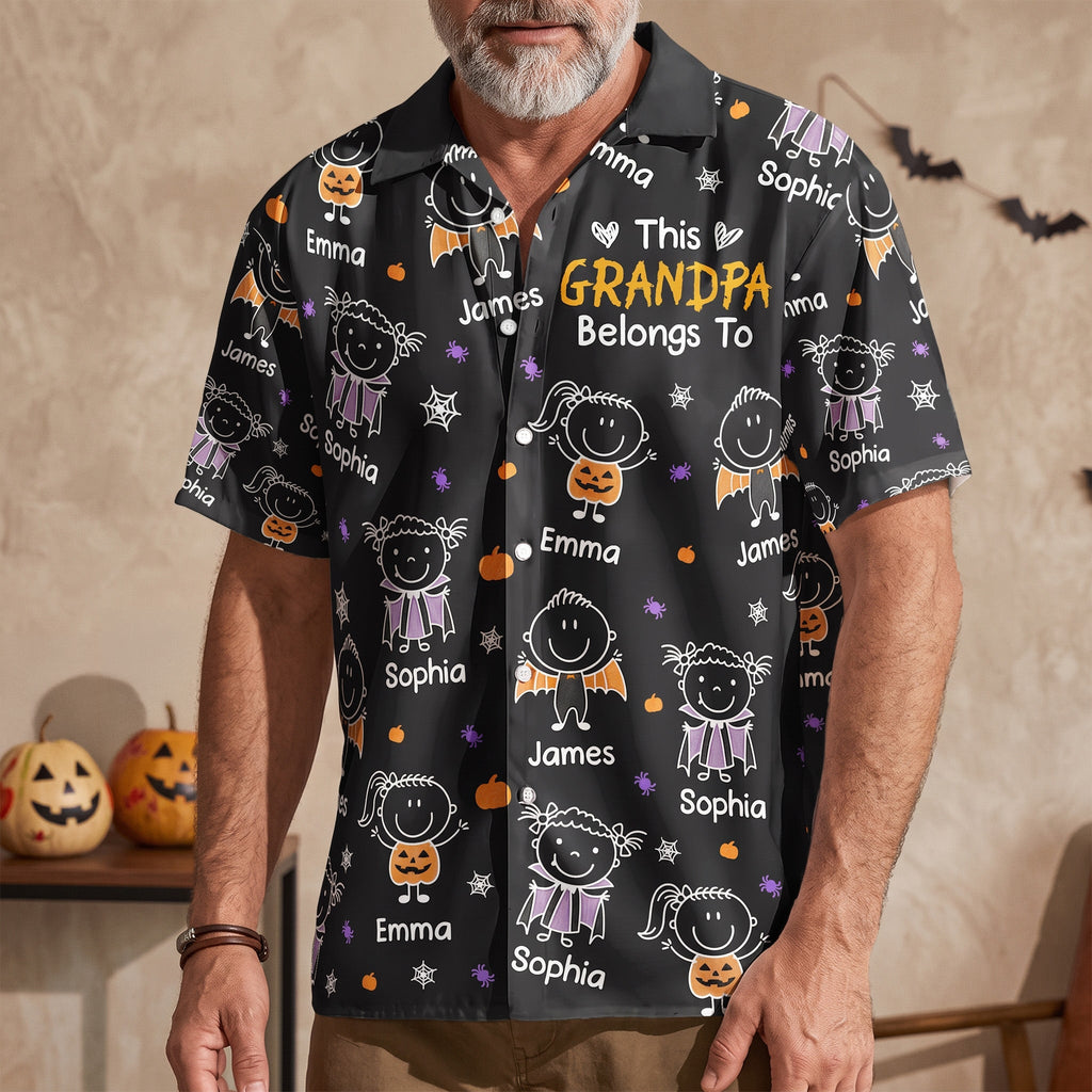 This Grandpa Belongs To Halloween Doodle Ver - Personalized Hawaiian Shirt
