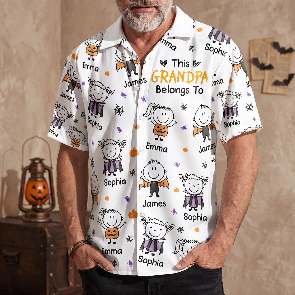 This Grandpa Belongs To Halloween Doodle Ver - Personalized Hawaiian Shirt