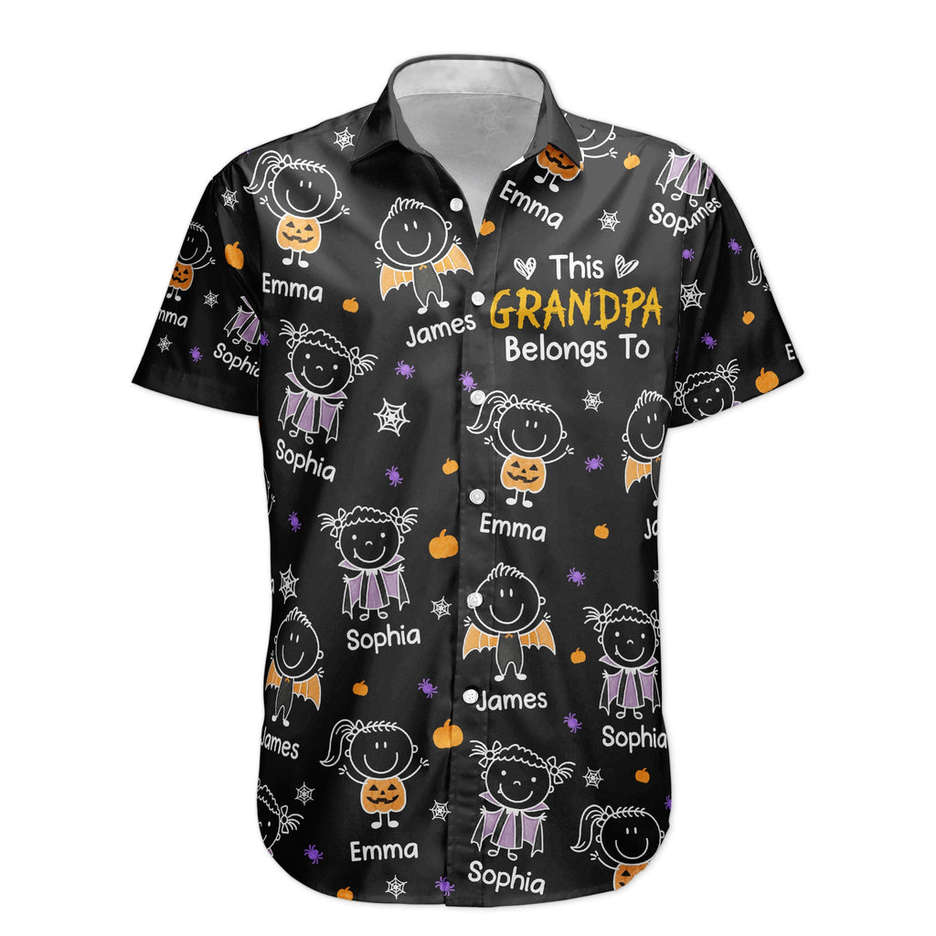 This Grandpa Belongs To Halloween Doodle Ver - Personalized Hawaiian Shirt
