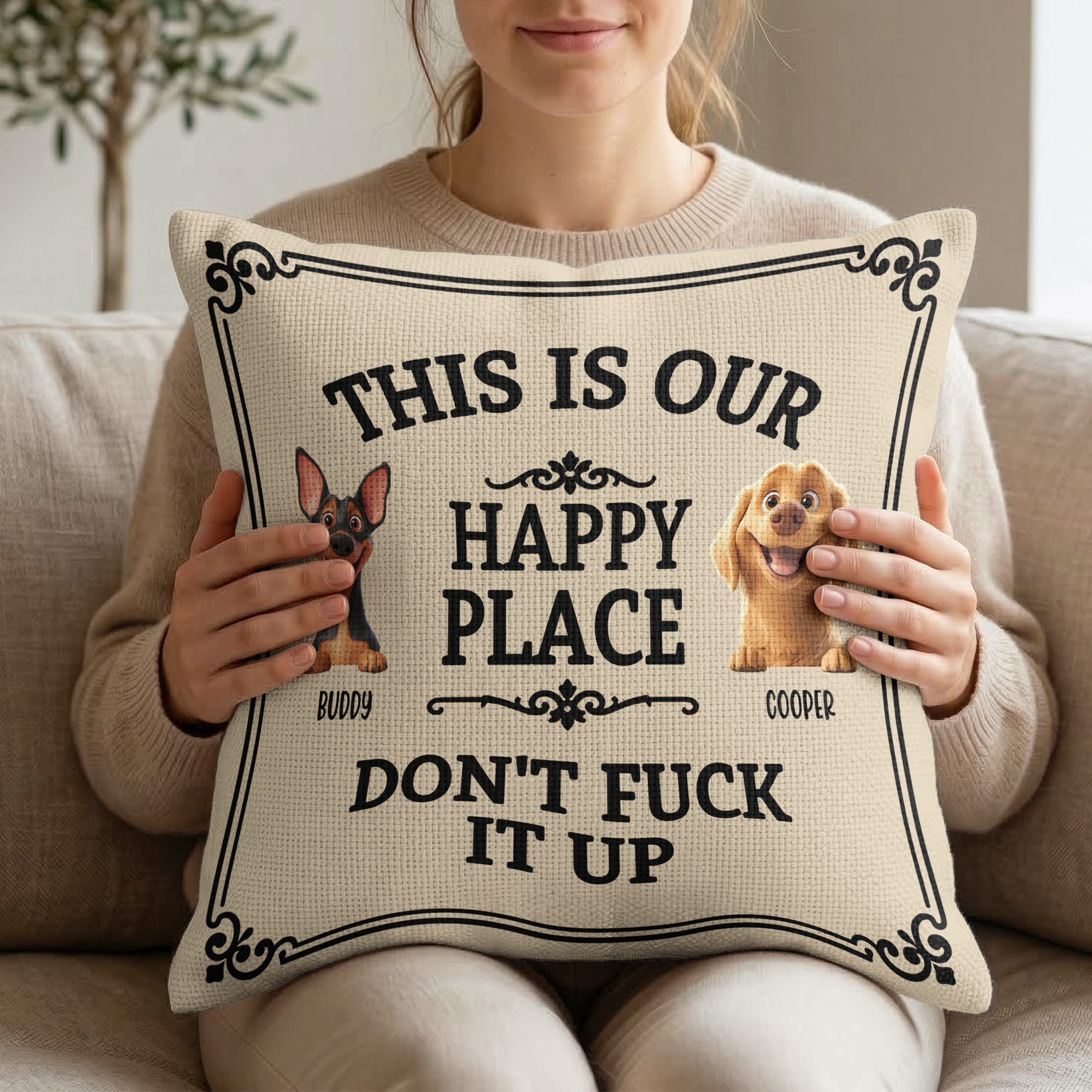 This Is My Happy Place Don't Mess It Up - Personalized Pillow Cover