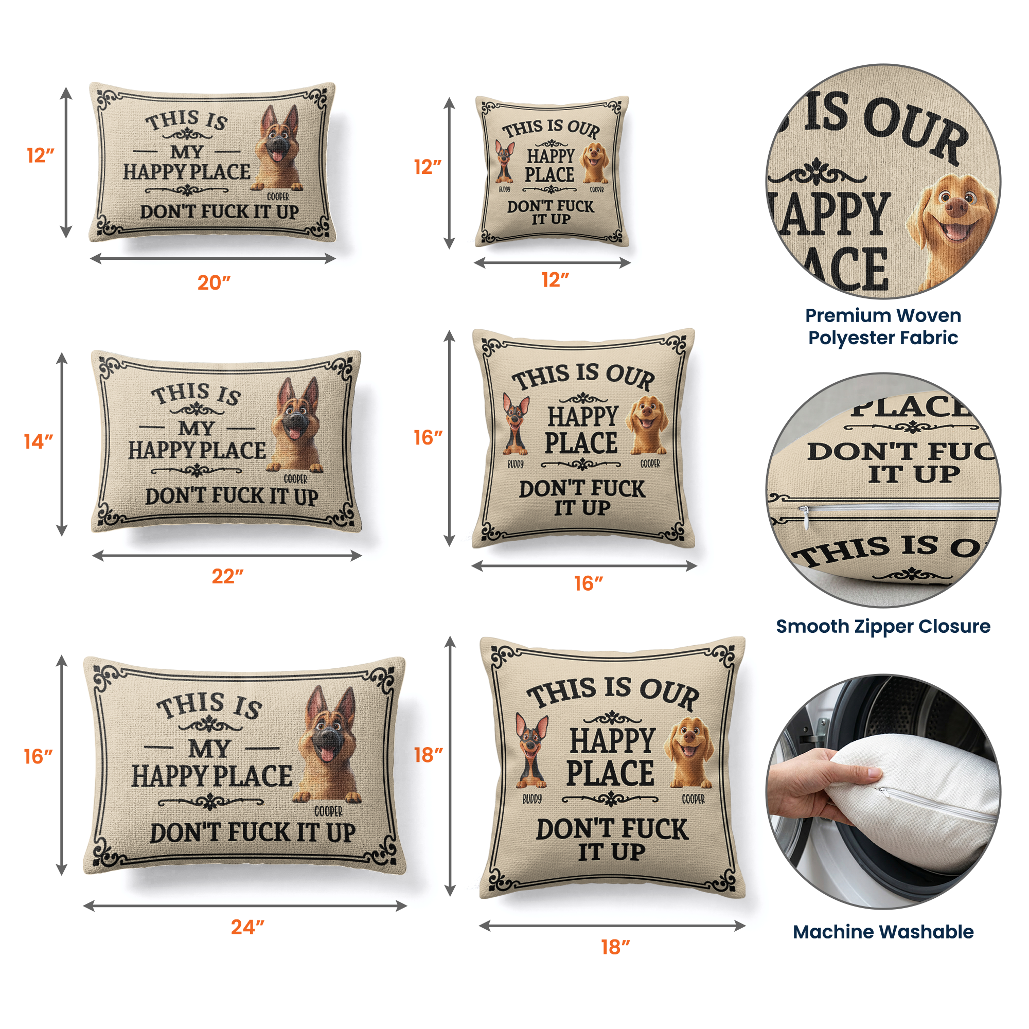 This Is My Happy Place Don't Mess It Up - Personalized Pillow Cover