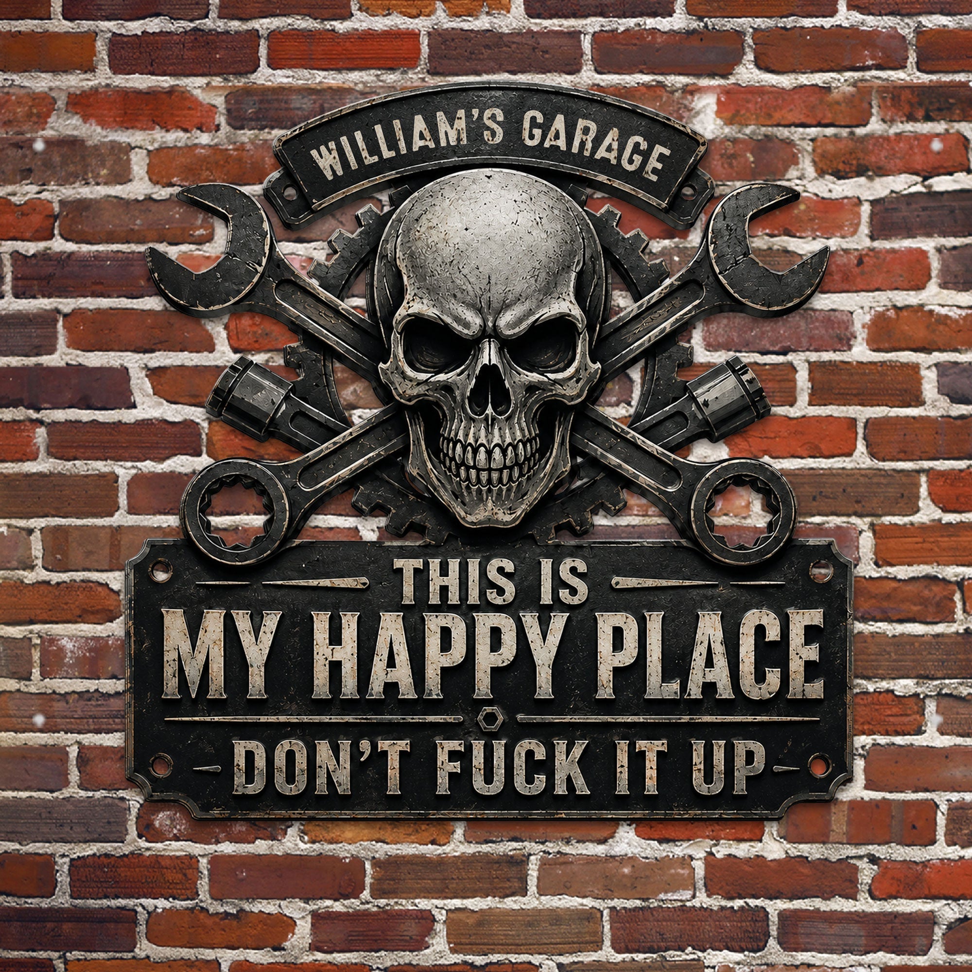 This Is My Happy Place - Funny Garage Sign For Him - Personalized Metal Sign
