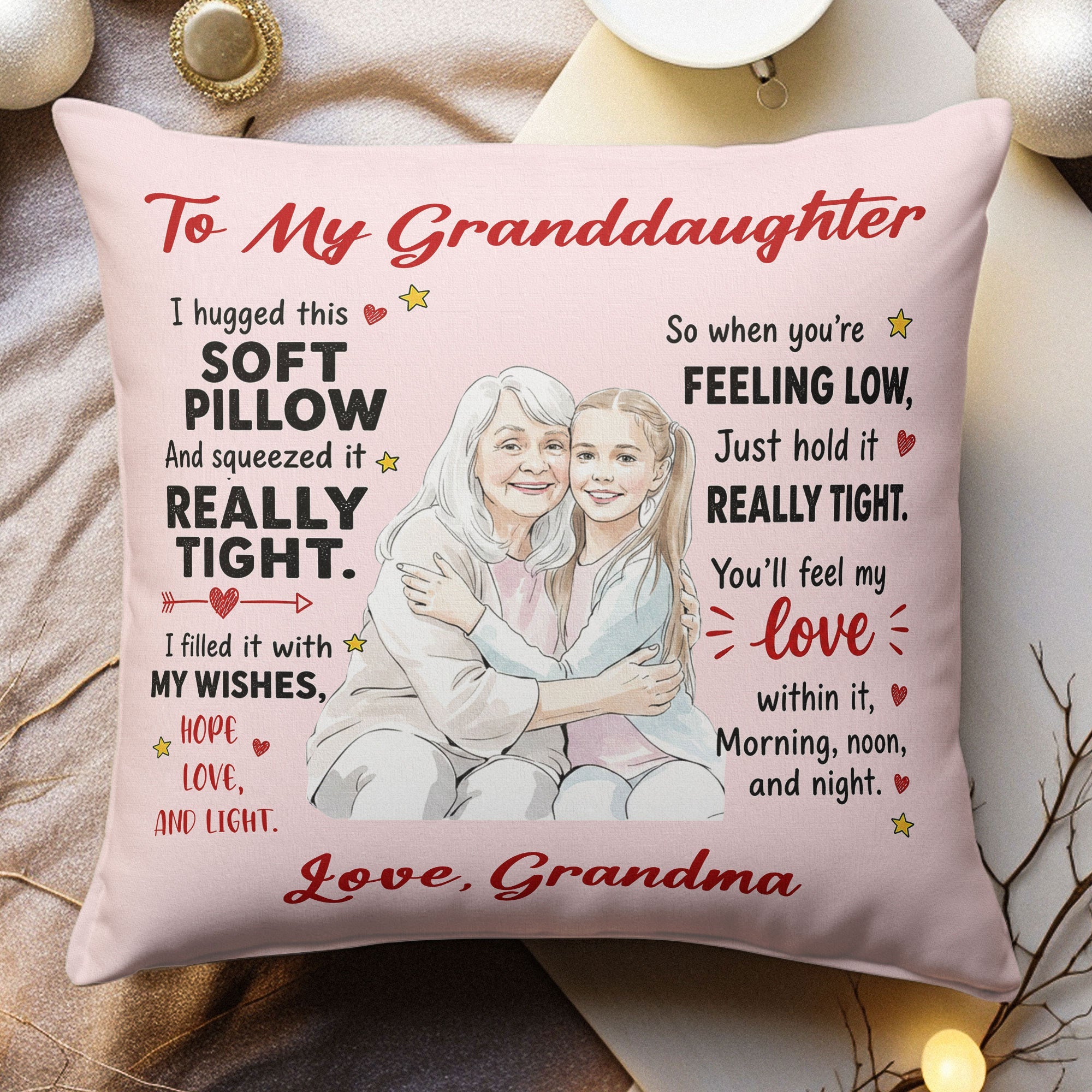 To My Grandkids Hug This Watercolor Style - Personalized Pillow