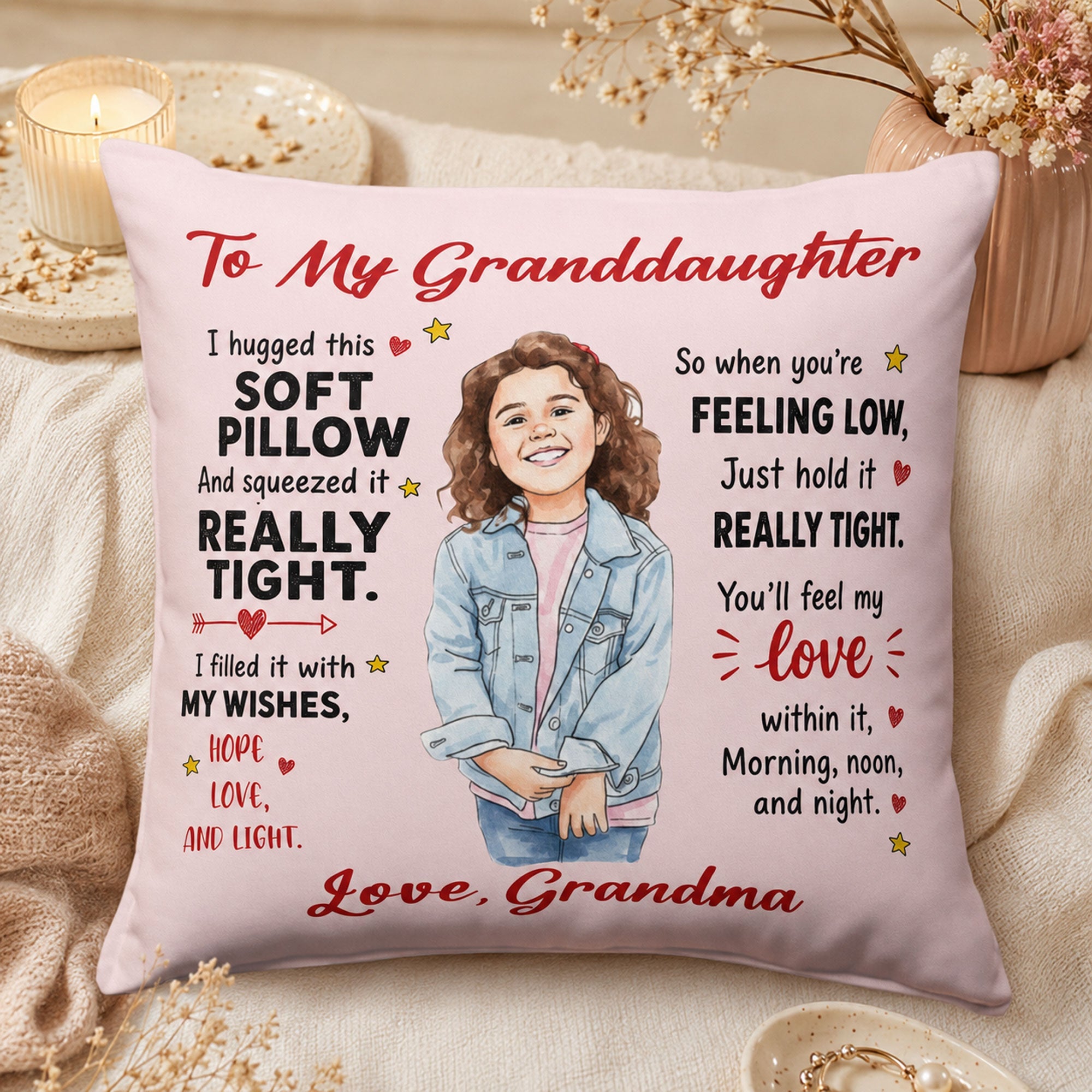 To My Grandkids Hug This Watercolor Style - Personalized Pillow