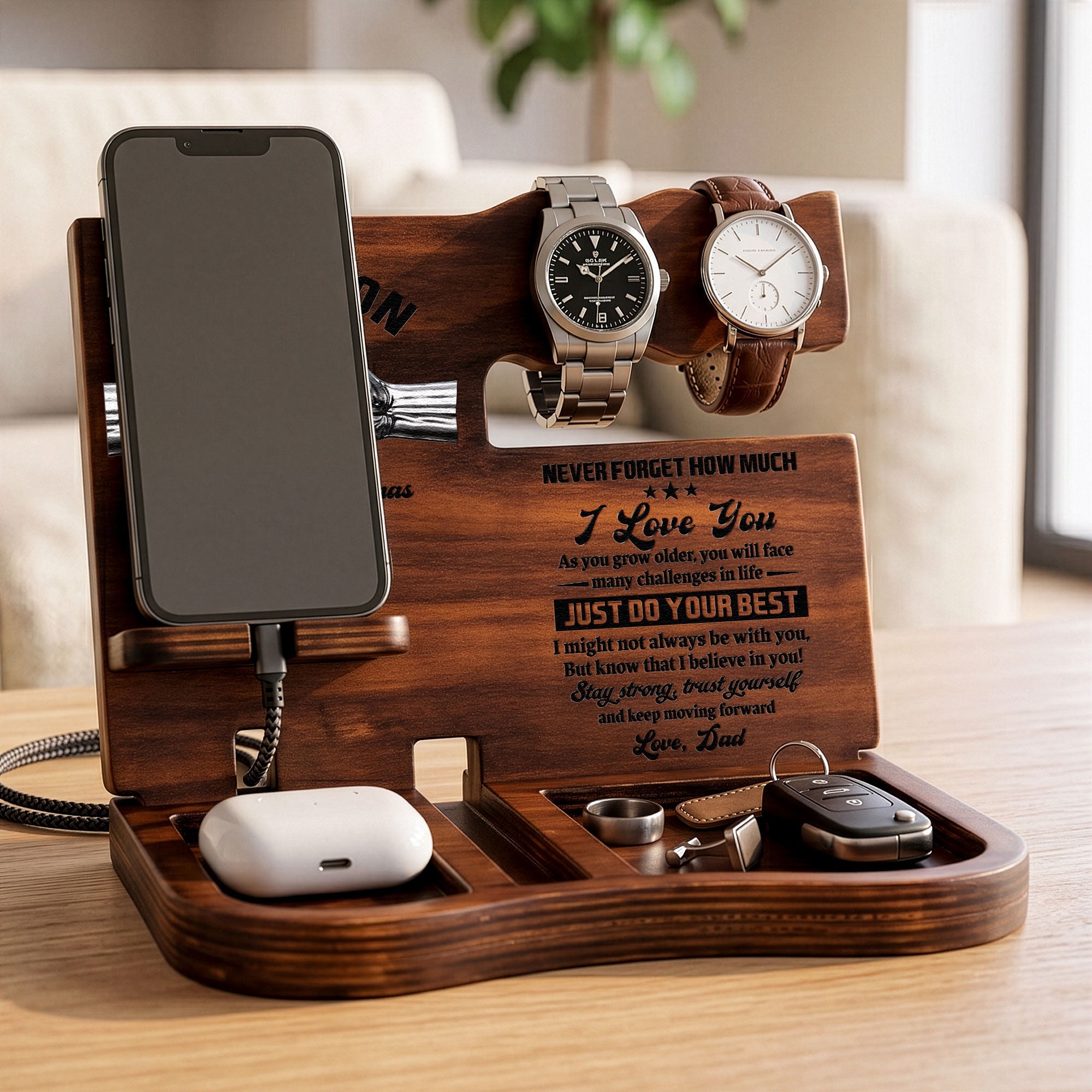 To My Son Stay Strong, Trust Yourself From Dad, Mom - Personalized Desk Organizer