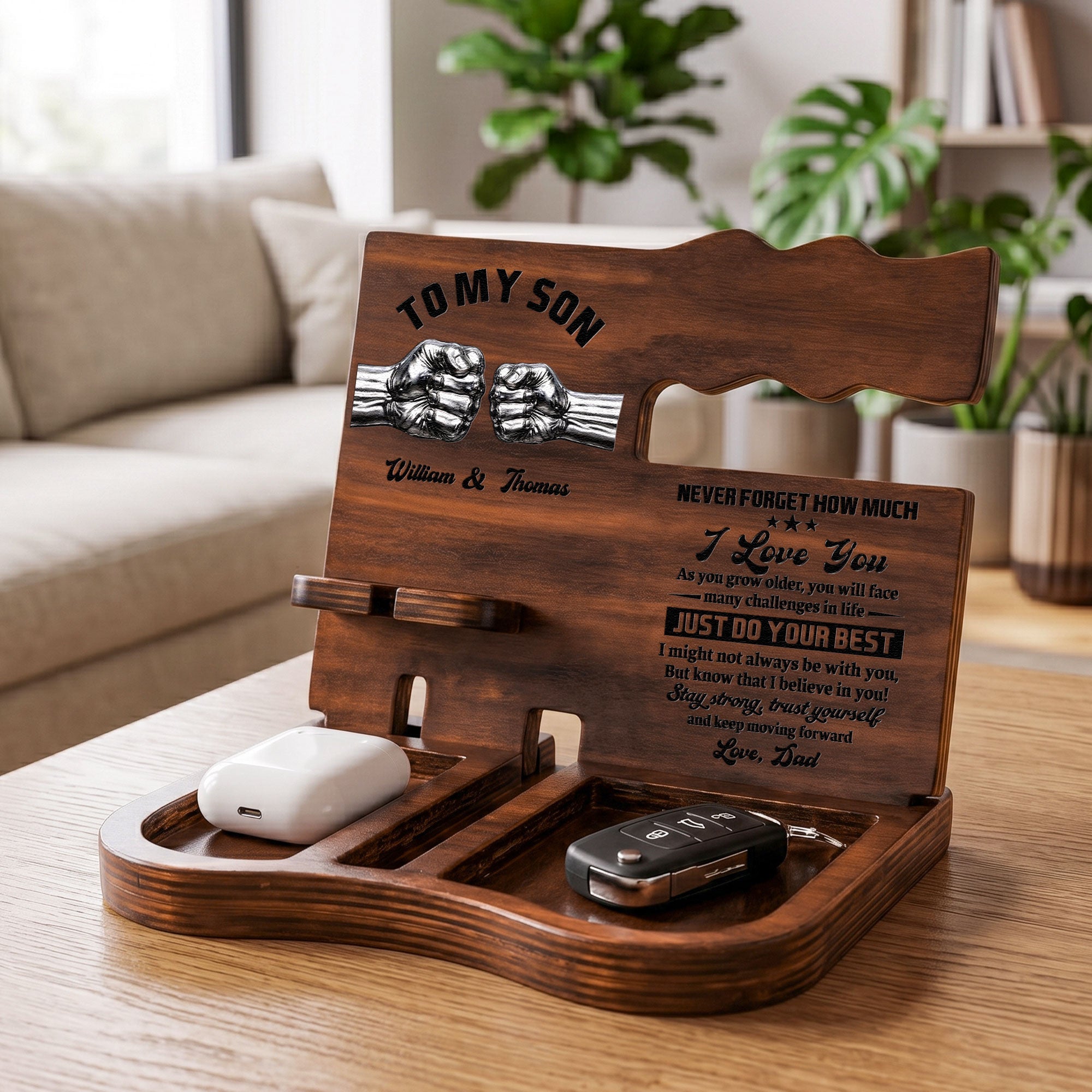To My Son Stay Strong, Trust Yourself From Dad, Mom - Personalized Desk Organizer