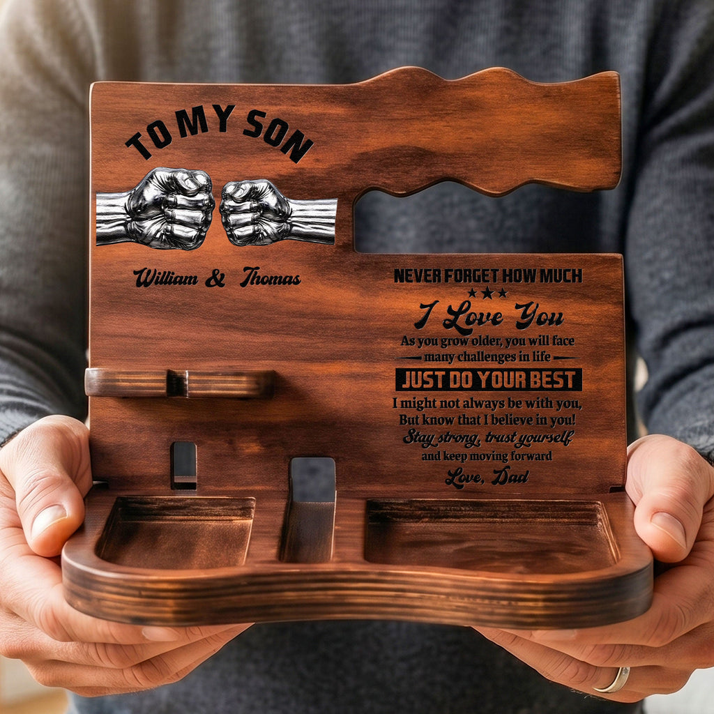 To My Son Stay Strong, Trust Yourself From Dad, Mom - Personalized Desk Organizer