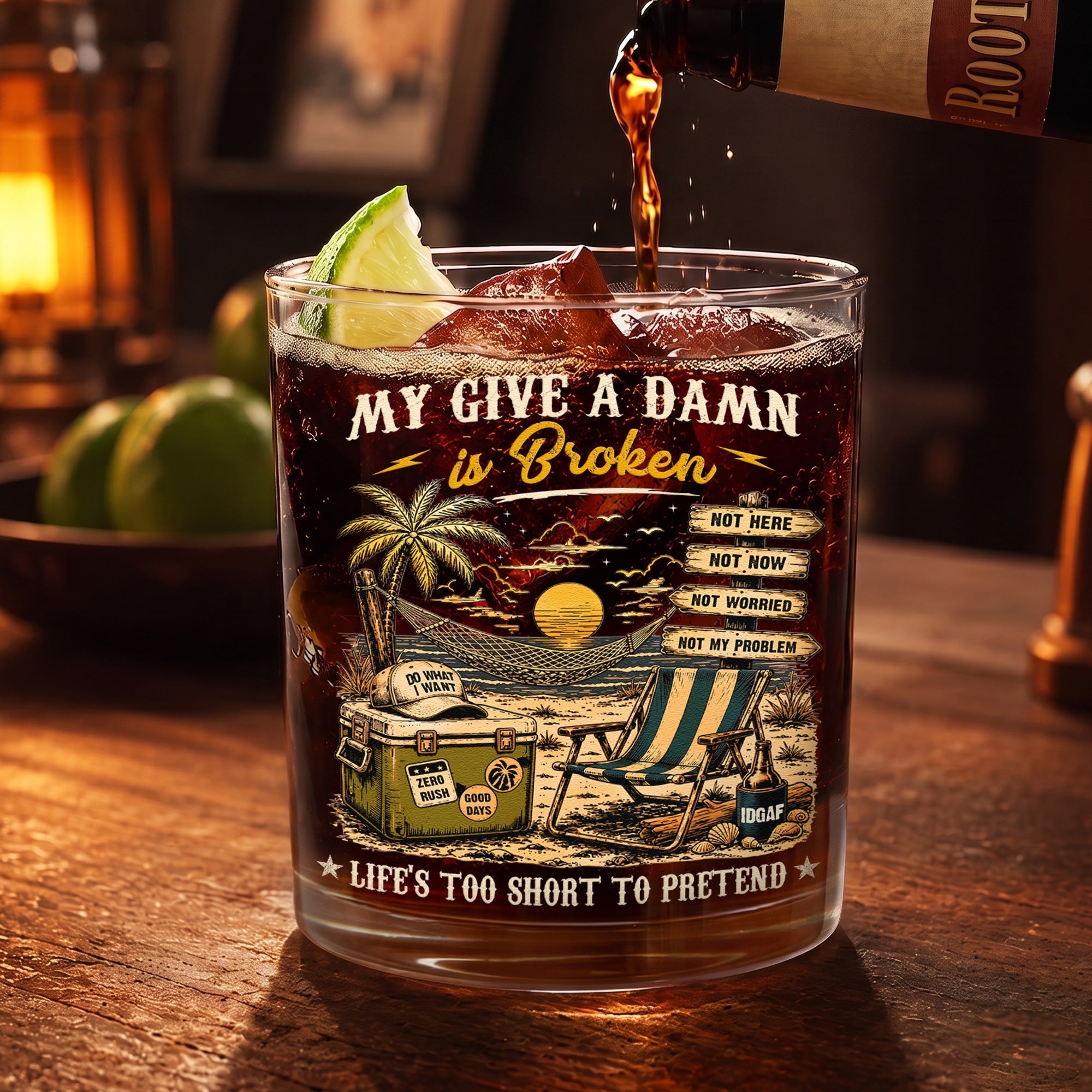 Too Old To Care Club - Funny Gift For Him, Dad, Husband, Boss, Retirement Gifts - Personalized Whiskey Glass
