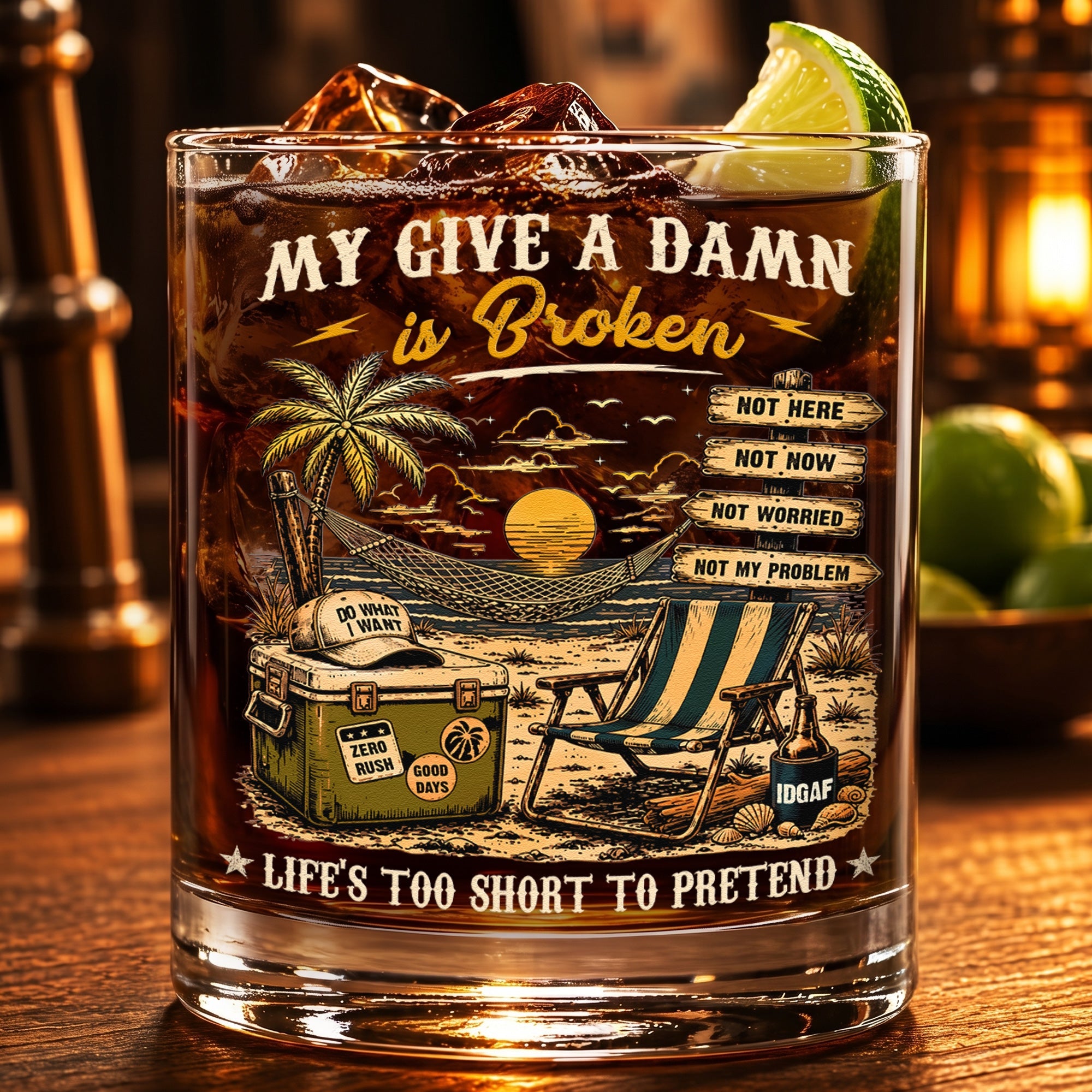 Too Old To Care Club - Funny Gift For Him, Dad, Husband, Boss, Retirement Gifts - Personalized Whiskey Glass