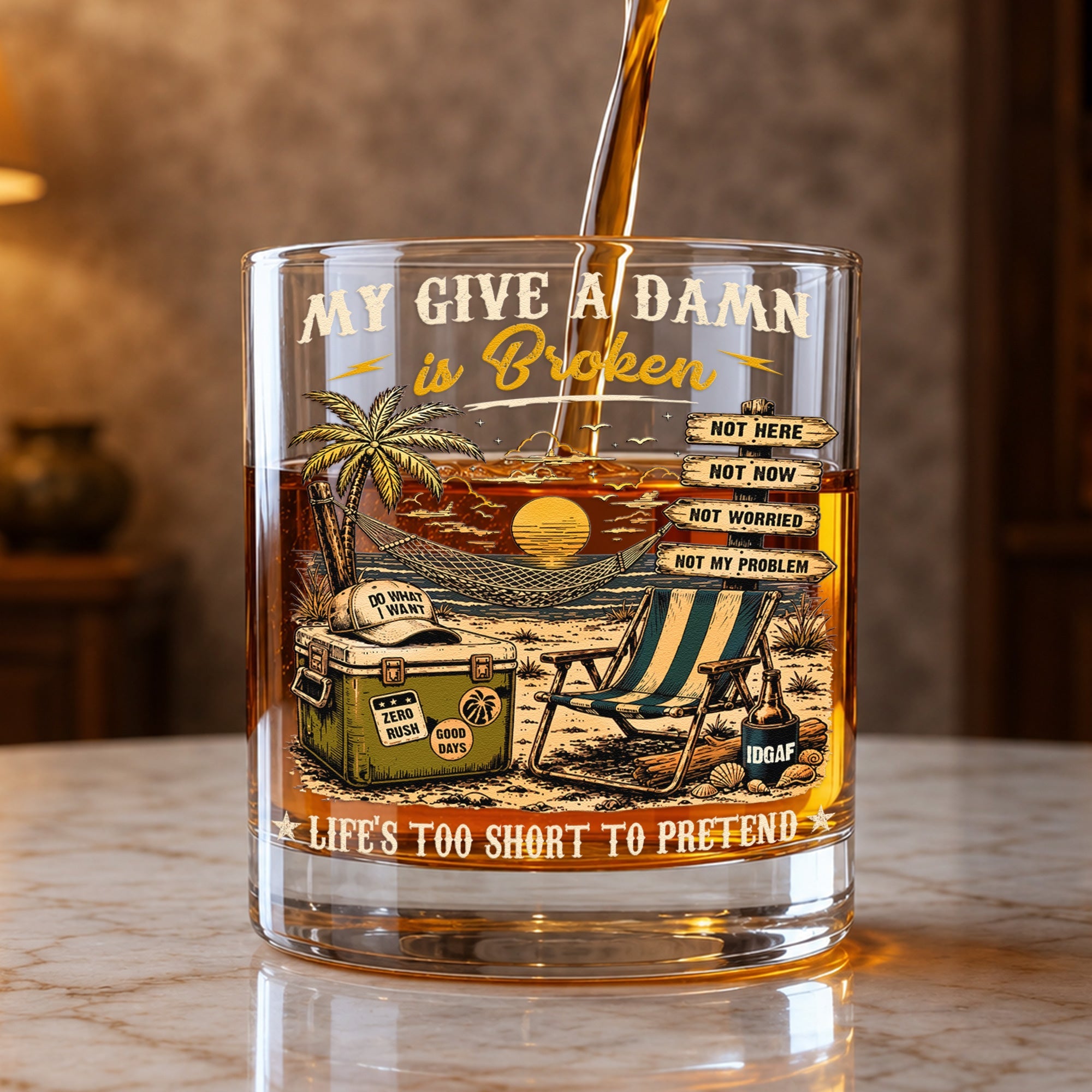 Too Old To Care Club - Funny Gift For Him, Dad, Husband, Boss, Retirement Gifts - Personalized Whiskey Glass