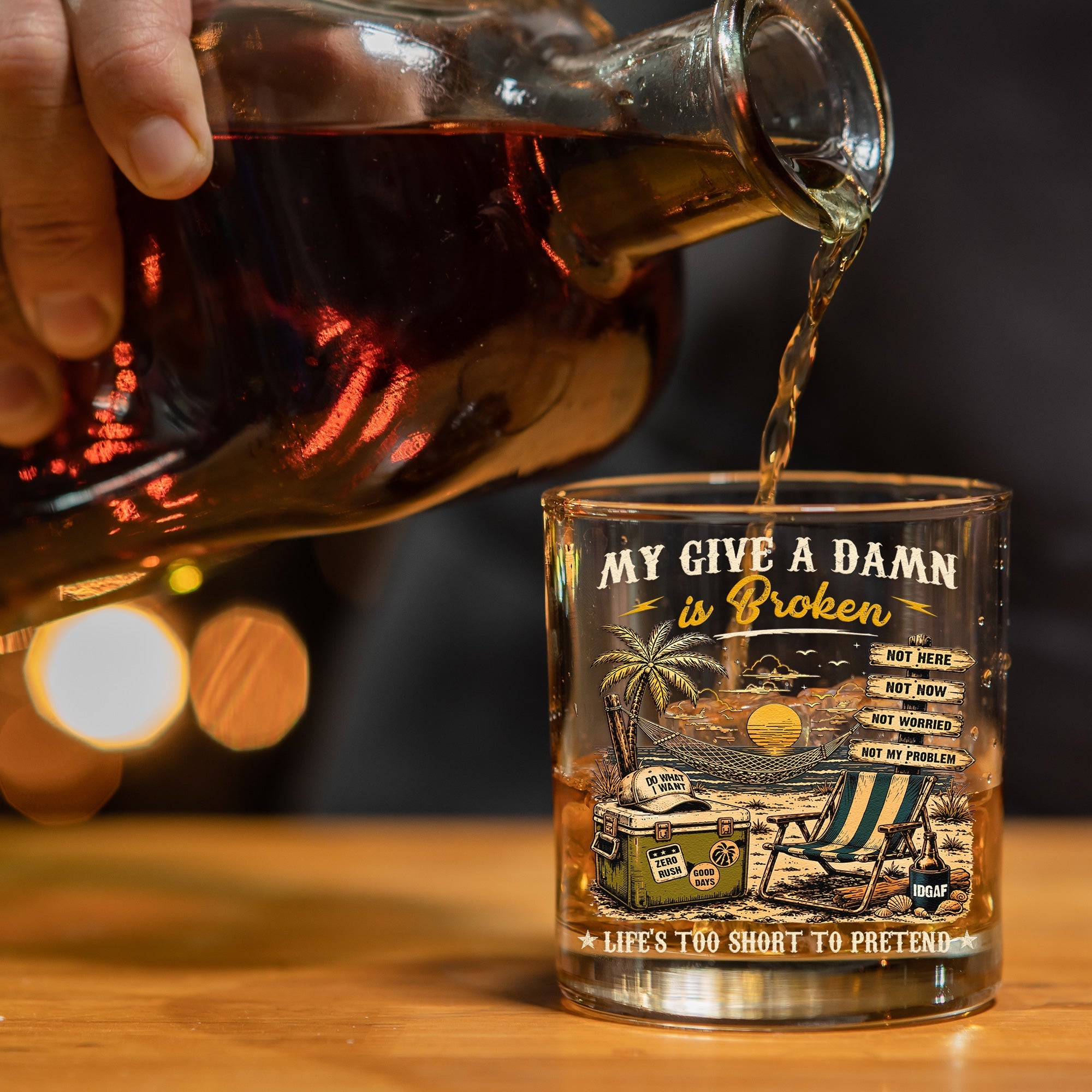 Too Old To Care Club - Funny Gift For Him, Dad, Husband, Boss, Retirement Gifts - Personalized Whiskey Glass
