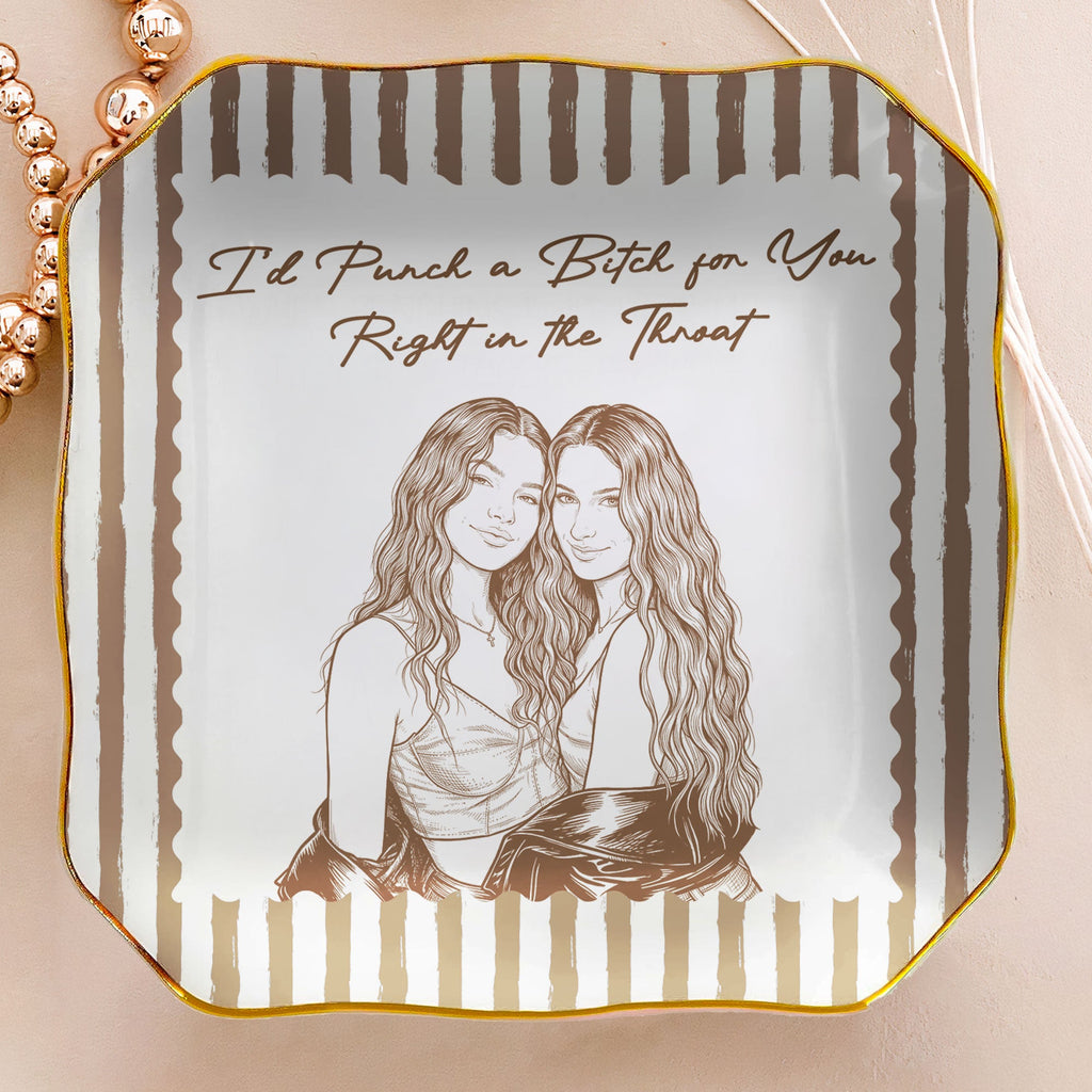 Turn Photo Into Art & Custom Friendship Quote - Stripe Vintage Cottage - Personalized Jewelry Dish