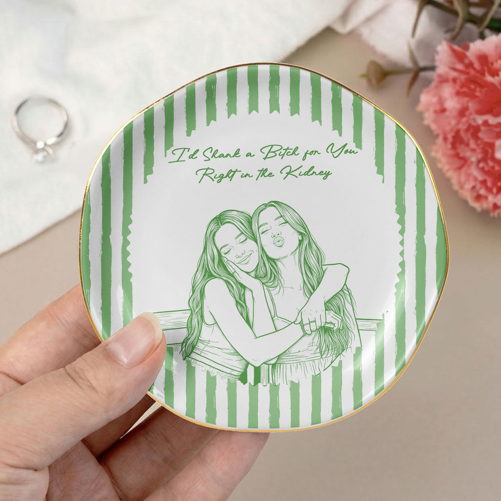 Turn Photo Into Art & Custom Friendship Quote - Stripe Vintage Cottage - Personalized Jewelry Dish