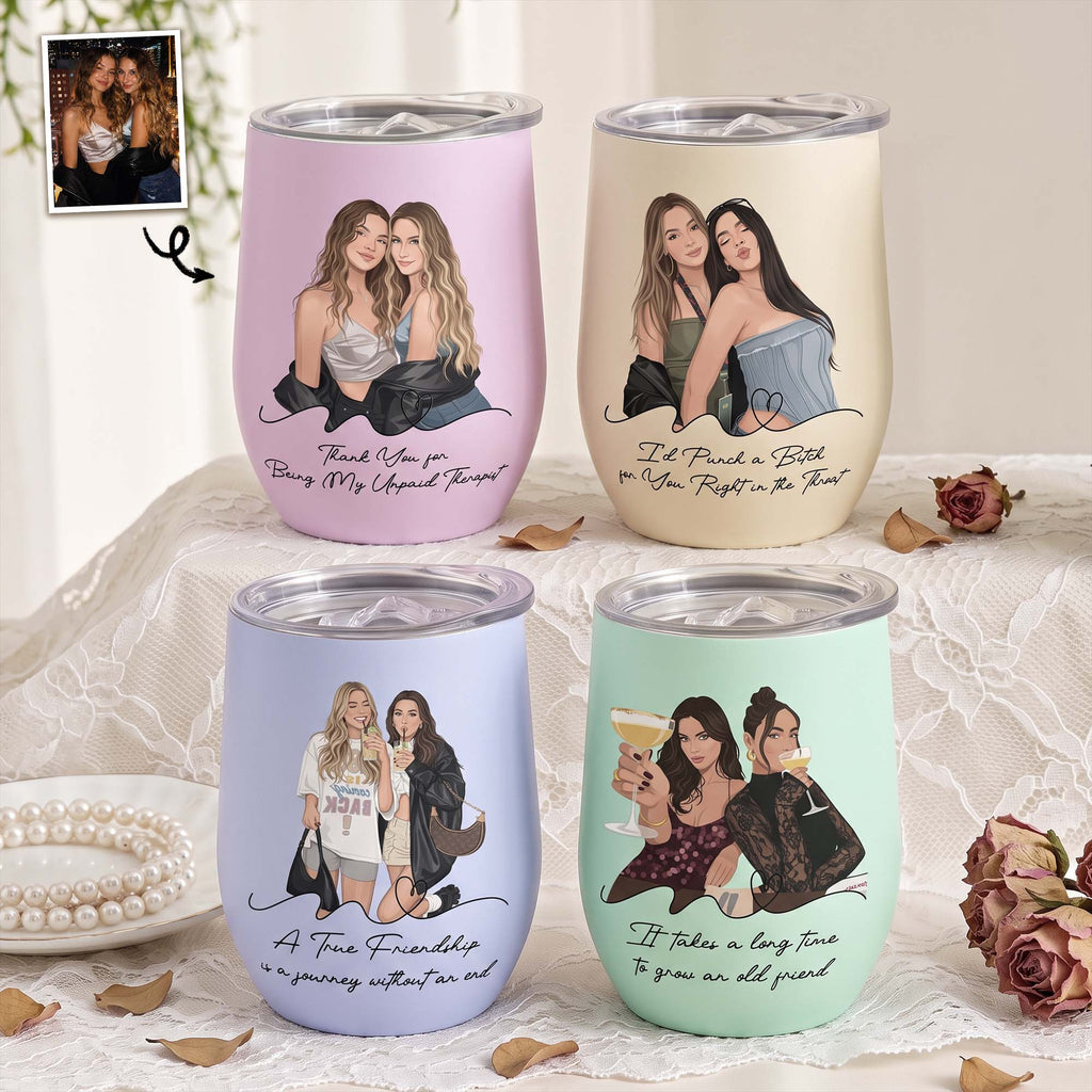 Turn Photo Into Art - Friendship Thank You Gifts - Personalized Wine Tumbler