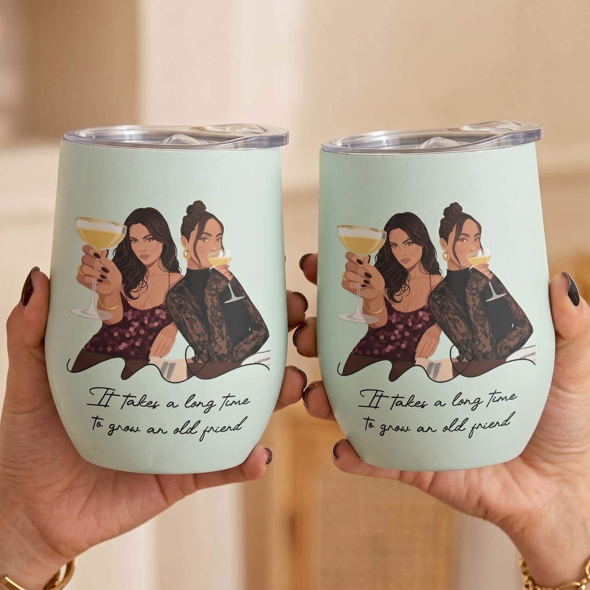 Turn Photo Into Art - Friendship Thank You Gifts - Personalized Wine Tumbler