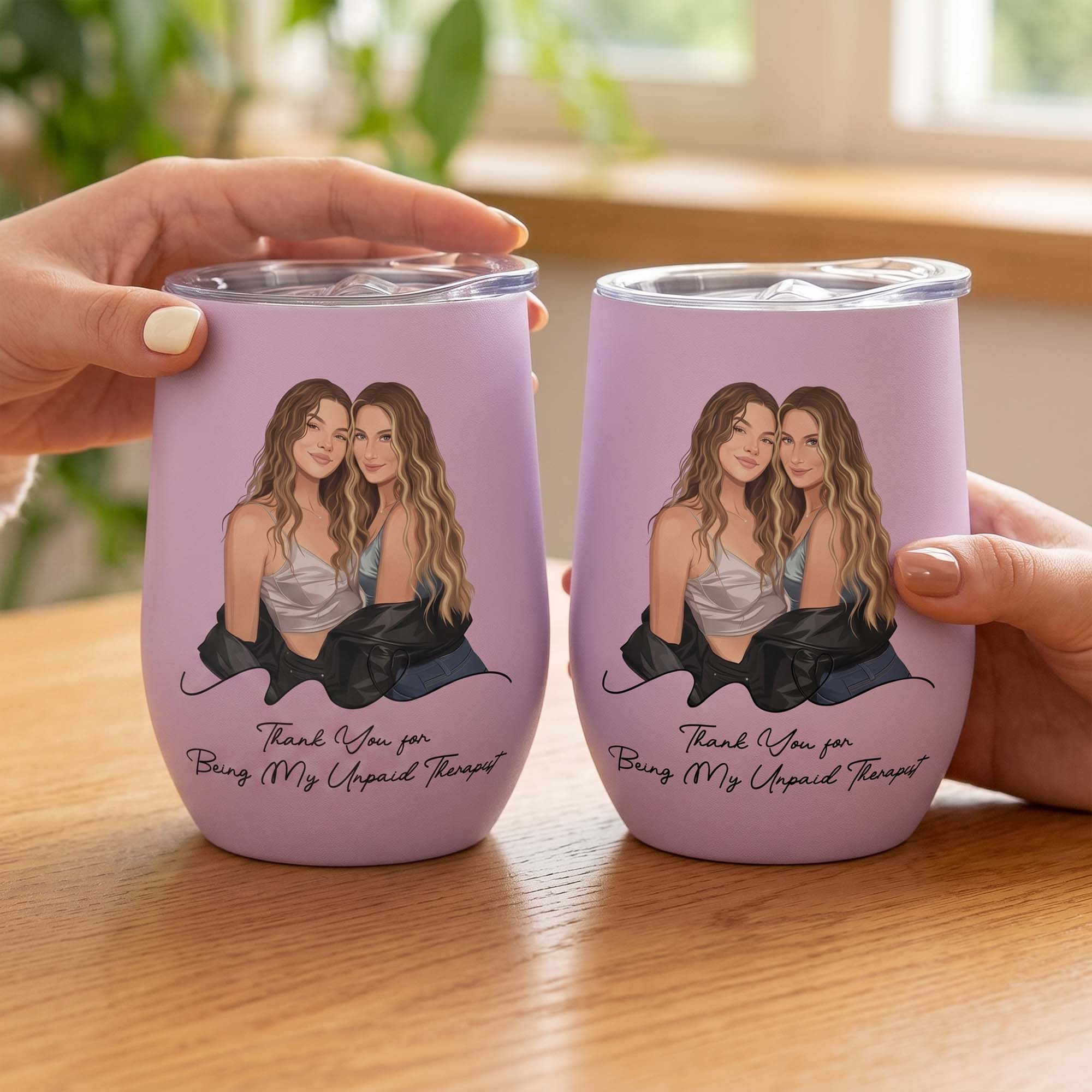Turn Photo Into Art - Friendship Thank You Gifts - Personalized Wine Tumbler