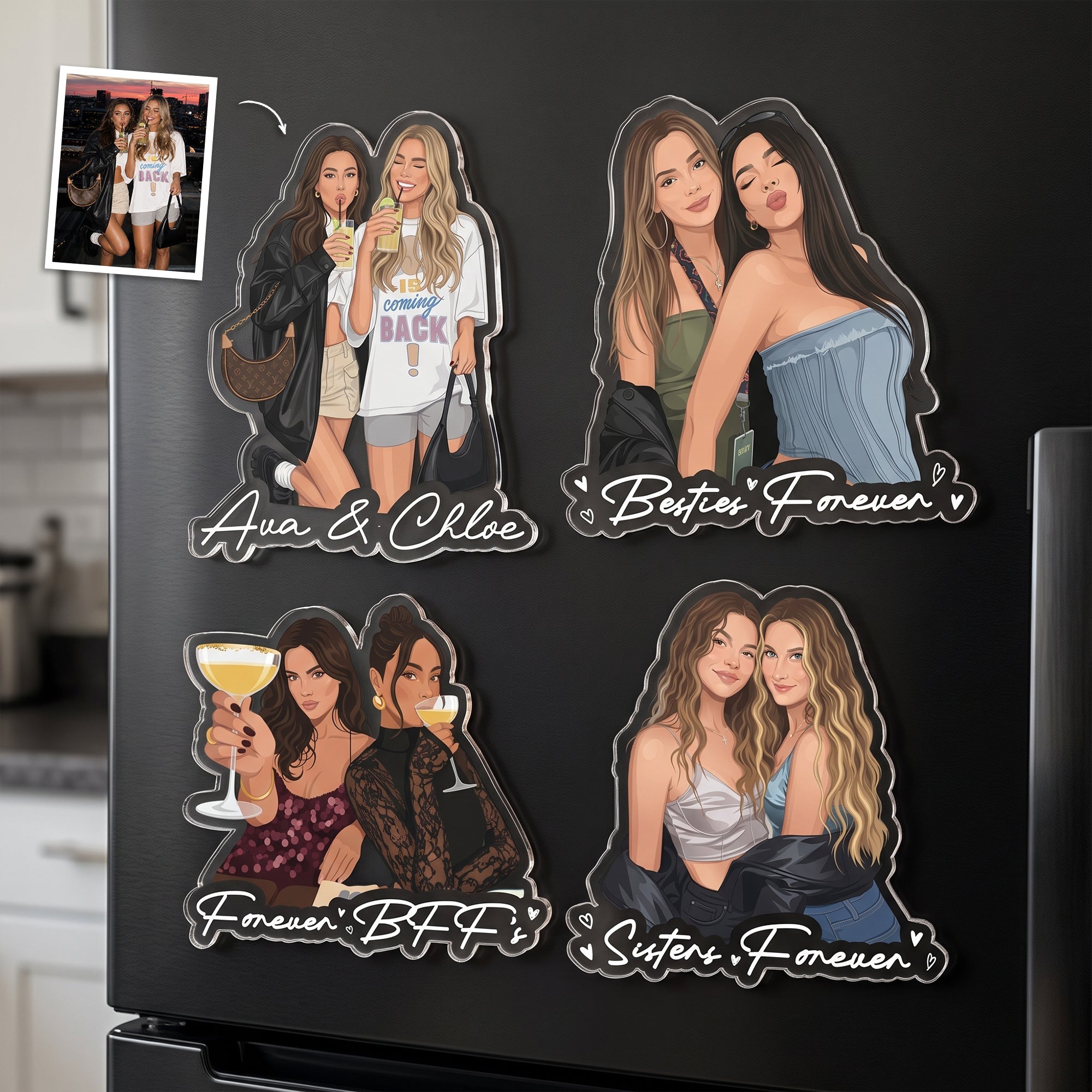 Turn Your Photo Into Art - Besties Forever, Friendship Thank You Gift - Personalized Magnet
