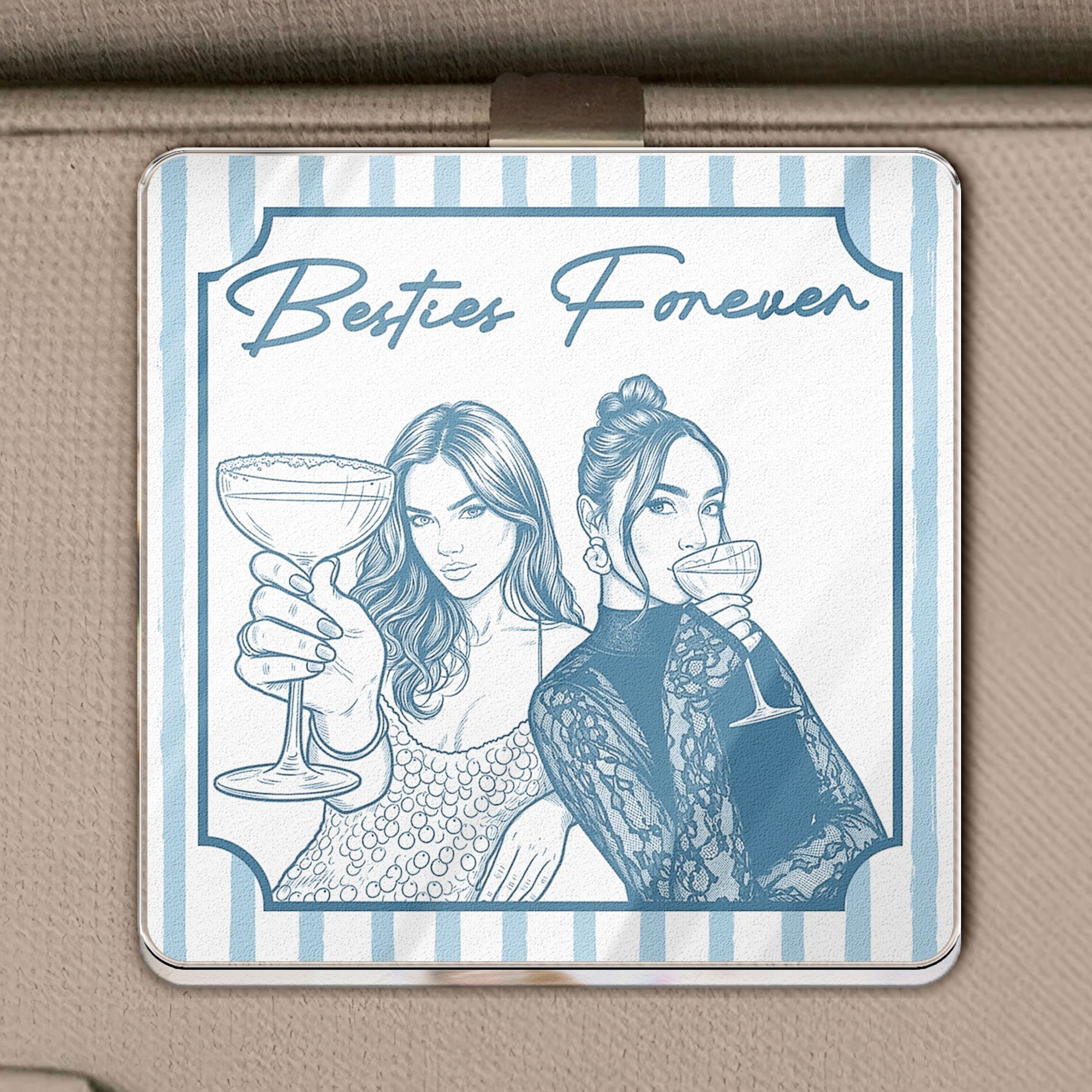 Turn Your Photo Into Art - Friendship Thank You Gift For Besties, Sisters - Personalized Car Visor Clip