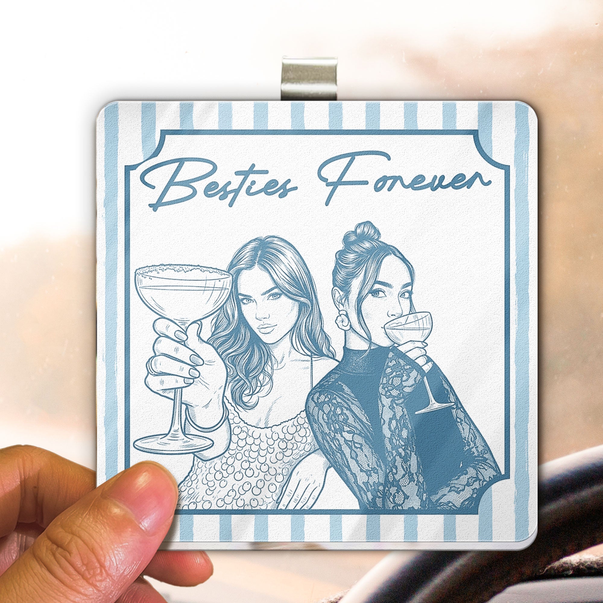 Turn Your Photo Into Art - Friendship Thank You Gift For Besties, Sisters - Personalized Car Visor Clip