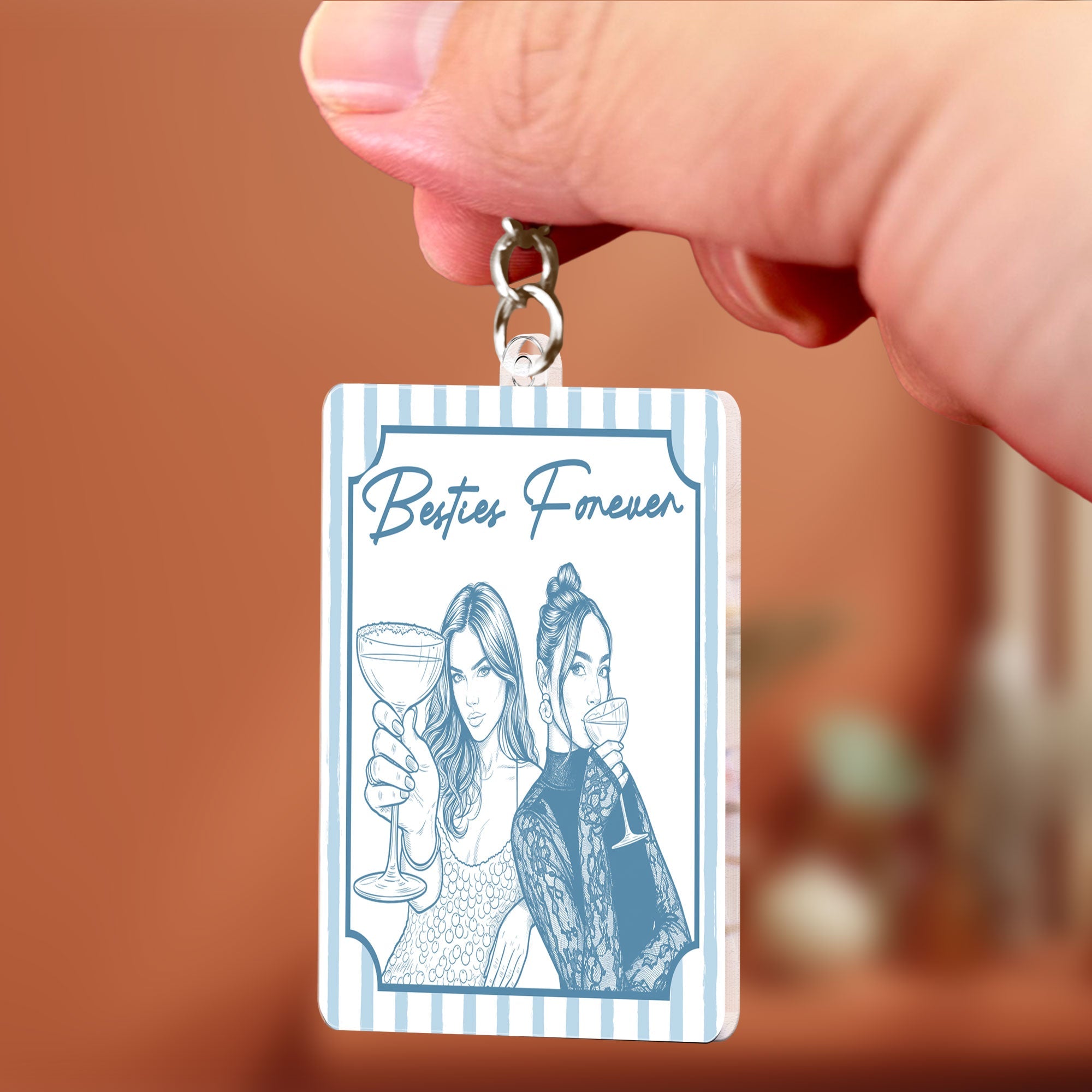Turn Your Photo Into Art - Friendship Thank You Gift For Besties, Sisters - Personalized Keychain