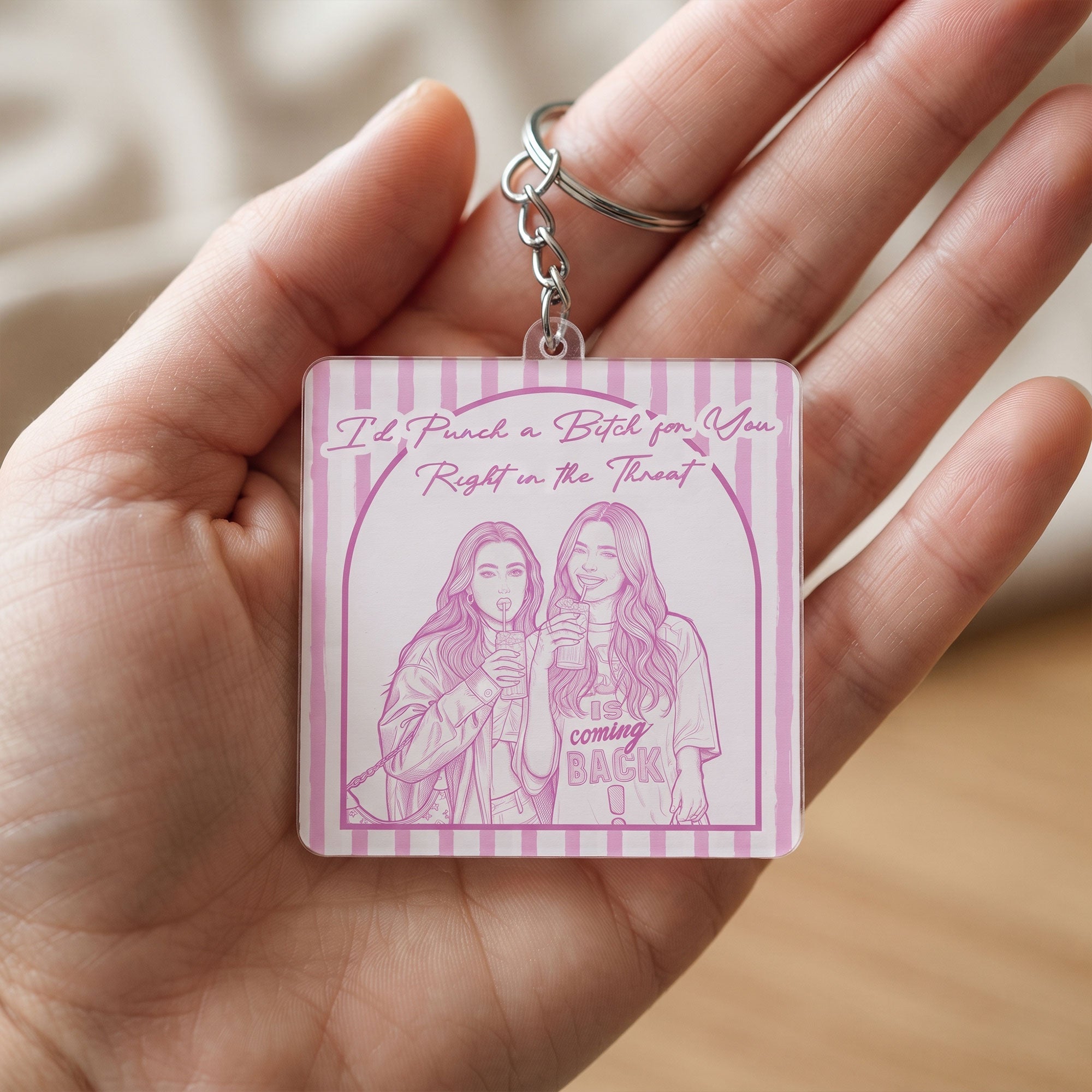 Turn Your Photo Into Art - Friendship Thank You Gift For Besties, Sisters - Personalized Keychain