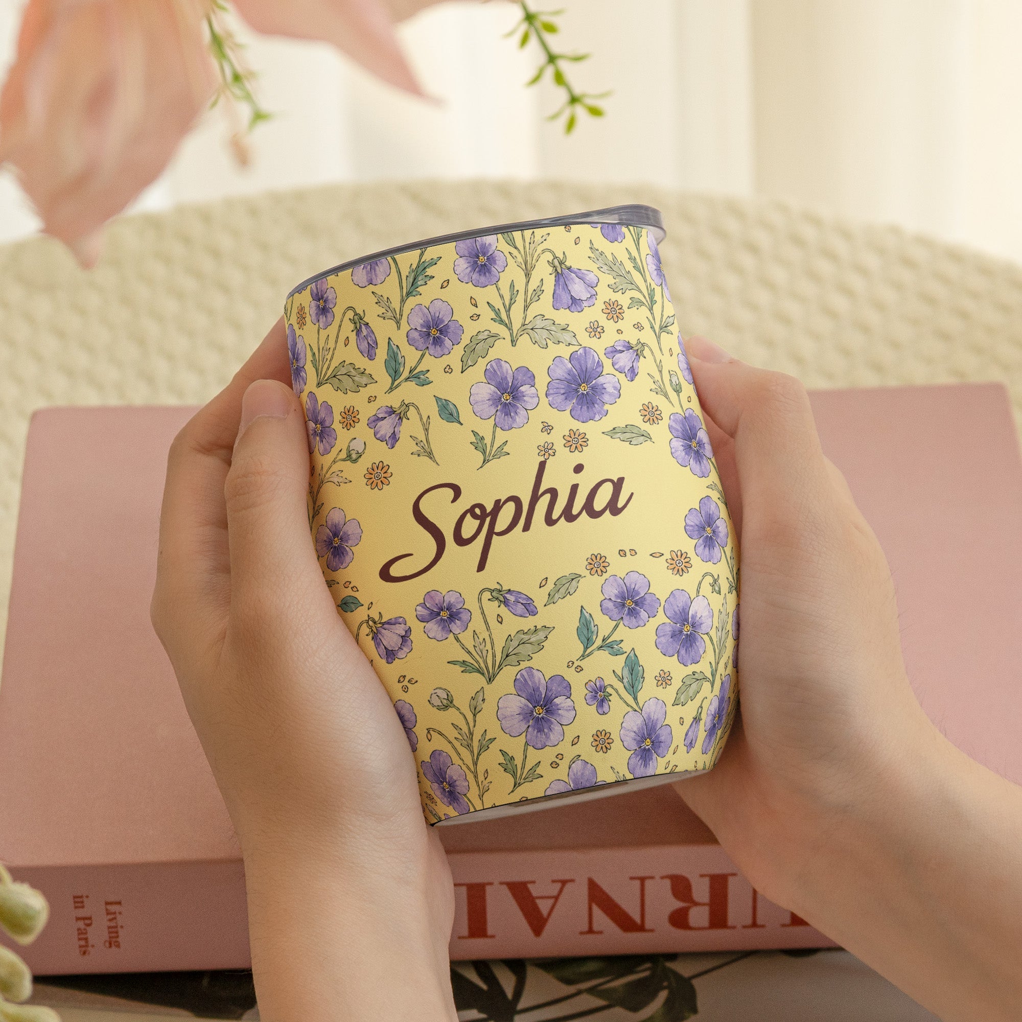 Vintage Birth Flower Wedding Bridesmaid Birthday Gift - Personalized Wine Tumbler