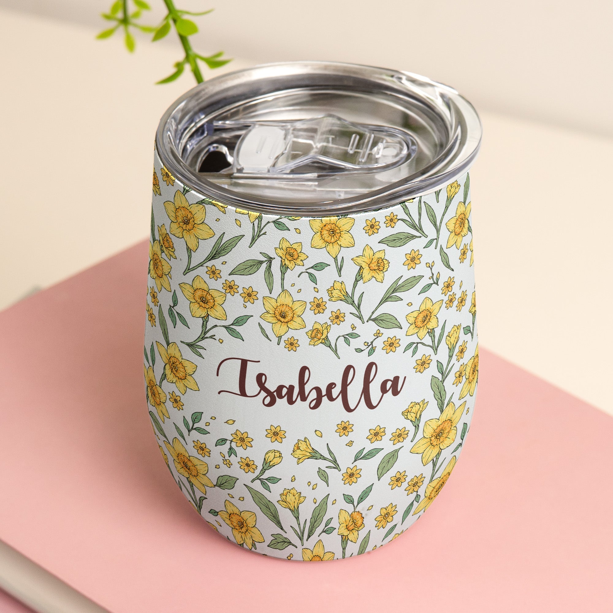 Vintage Birth Flower Wedding Bridesmaid Birthday Gift - Personalized Wine Tumbler
