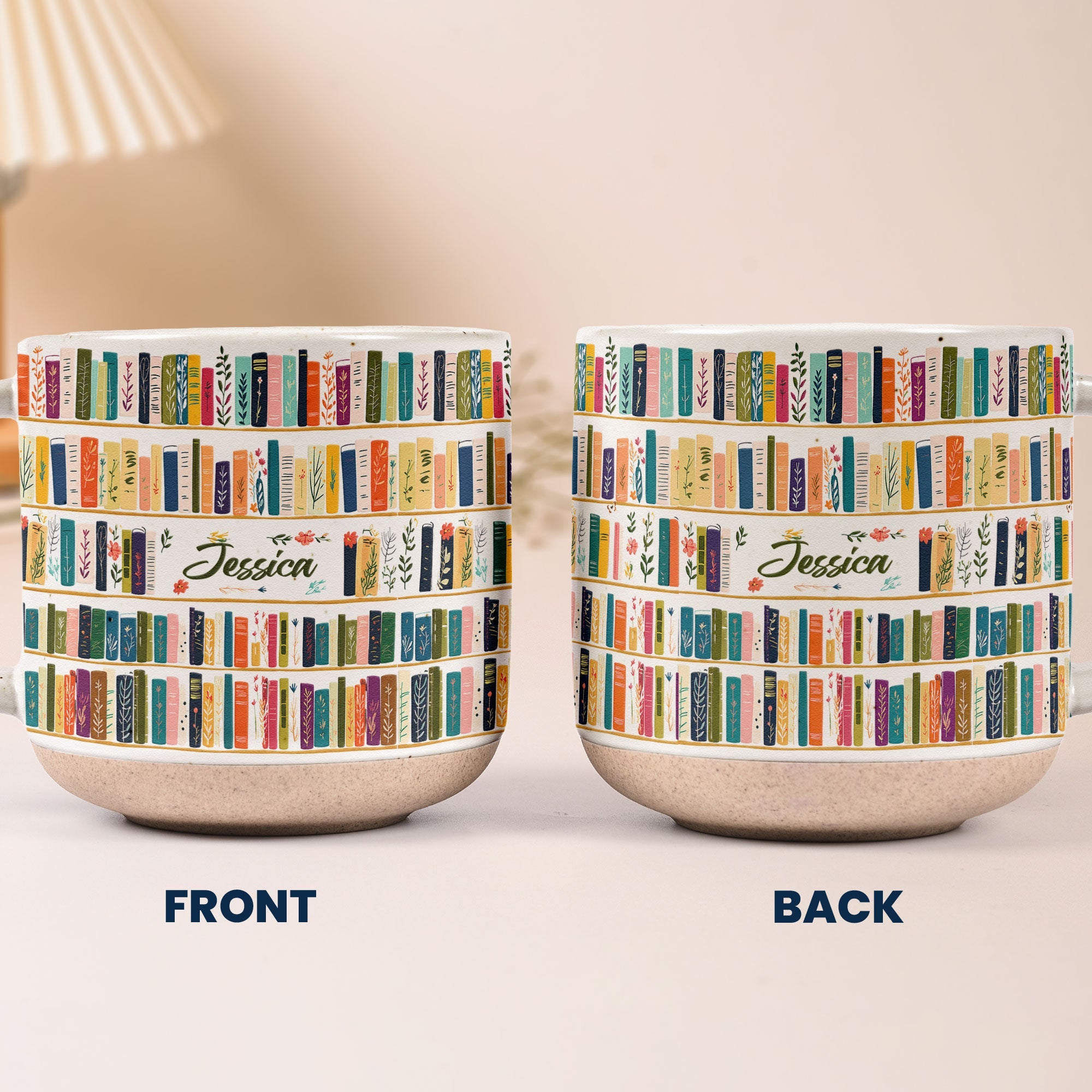 Vintage Bookshelf Library - Personalized Mug