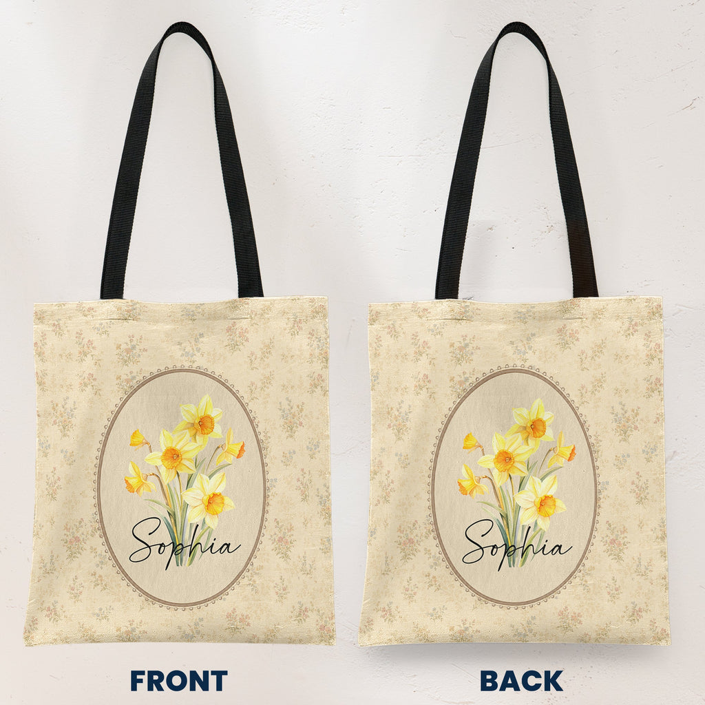 Vintage Custom Birth Flower - Personalized Tote Bag