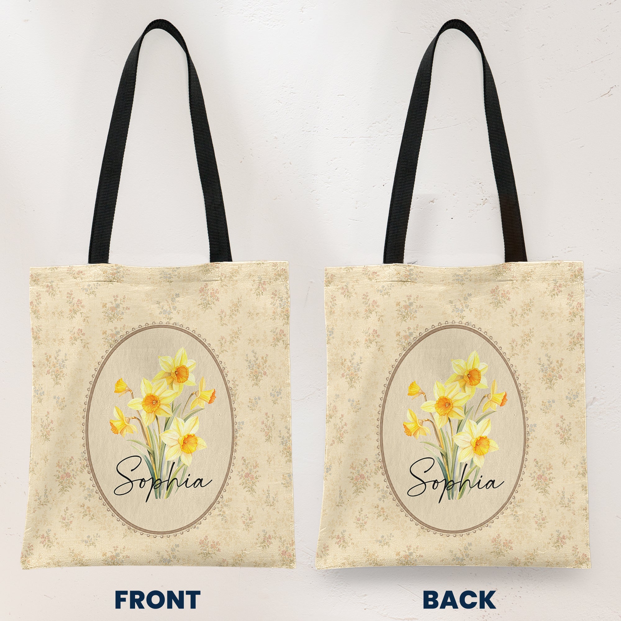 Vintage Custom Birth Flower - Personalized Tote Bag
