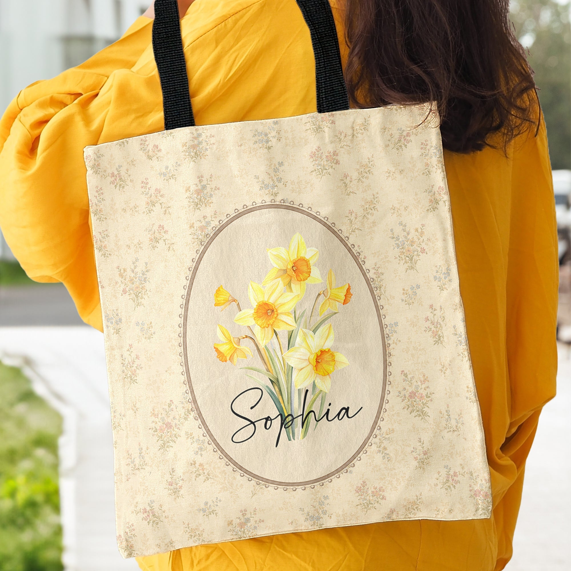 Vintage Custom Birth Flower - Personalized Tote Bag