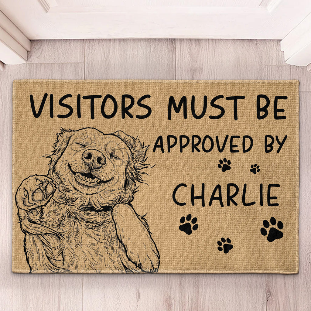 Visitors Must Be Approved By Custom Pet Portrait Sketch Line Art - Personalized Doormat