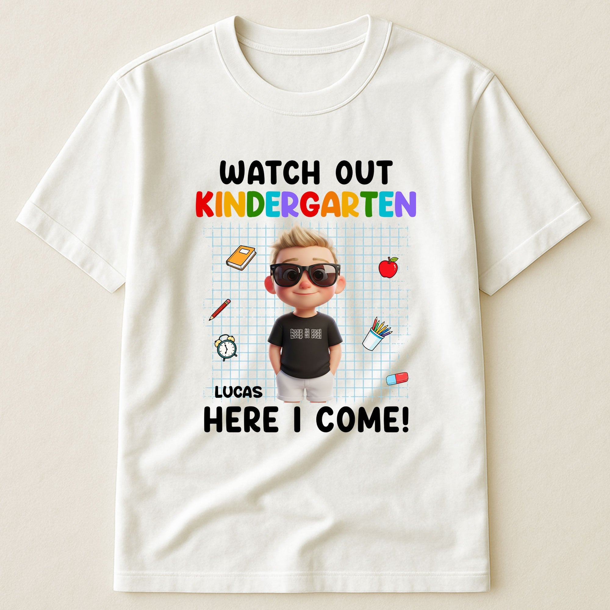 Watch Out School Here I Come Cartoon Style - Personalized Shirt