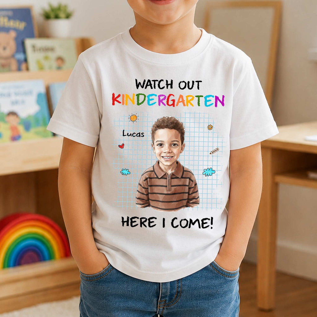 Watch Out School Here I Come Watercolor Style - Personalized Shirt