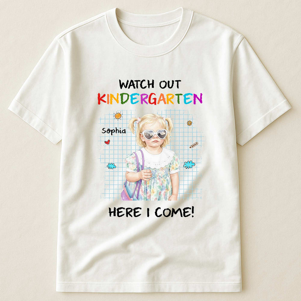 Watch Out School Here I Come Watercolor Style - Personalized Shirt