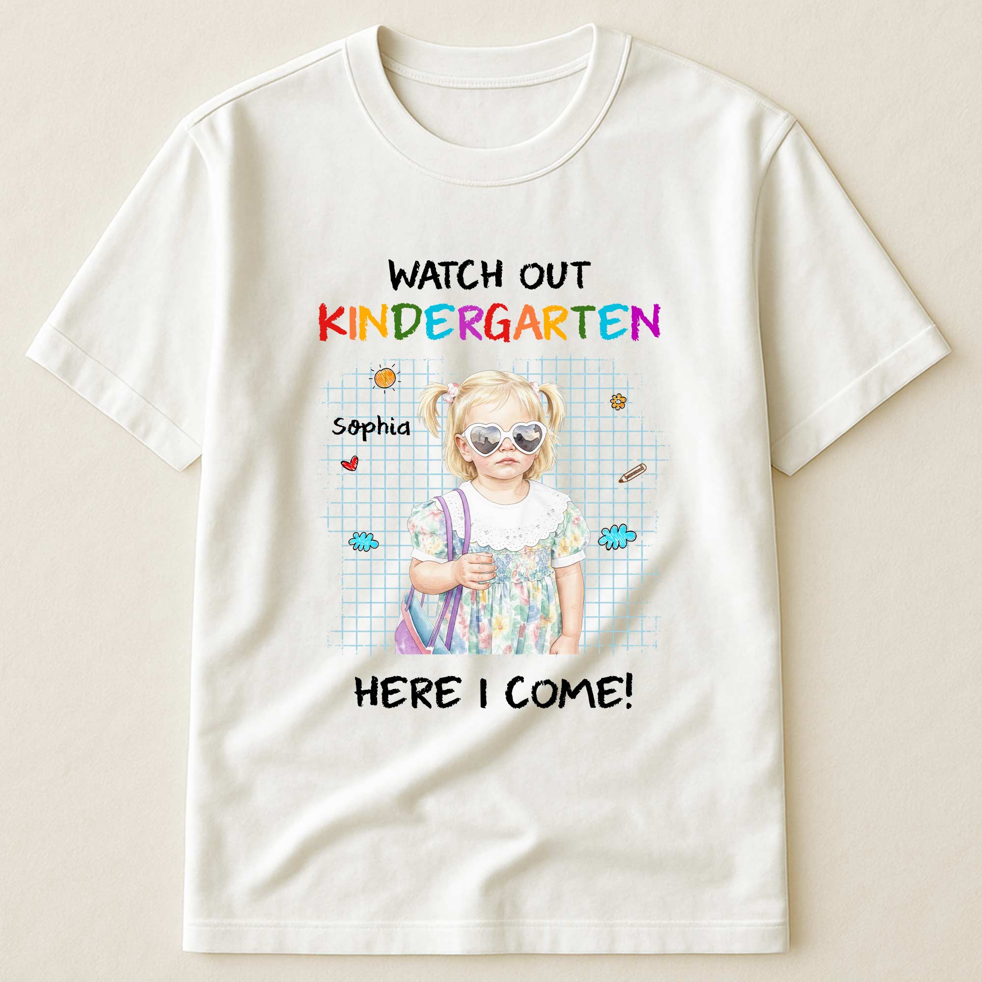 Watch Out School Here I Come Watercolor Style - Personalized Shirt