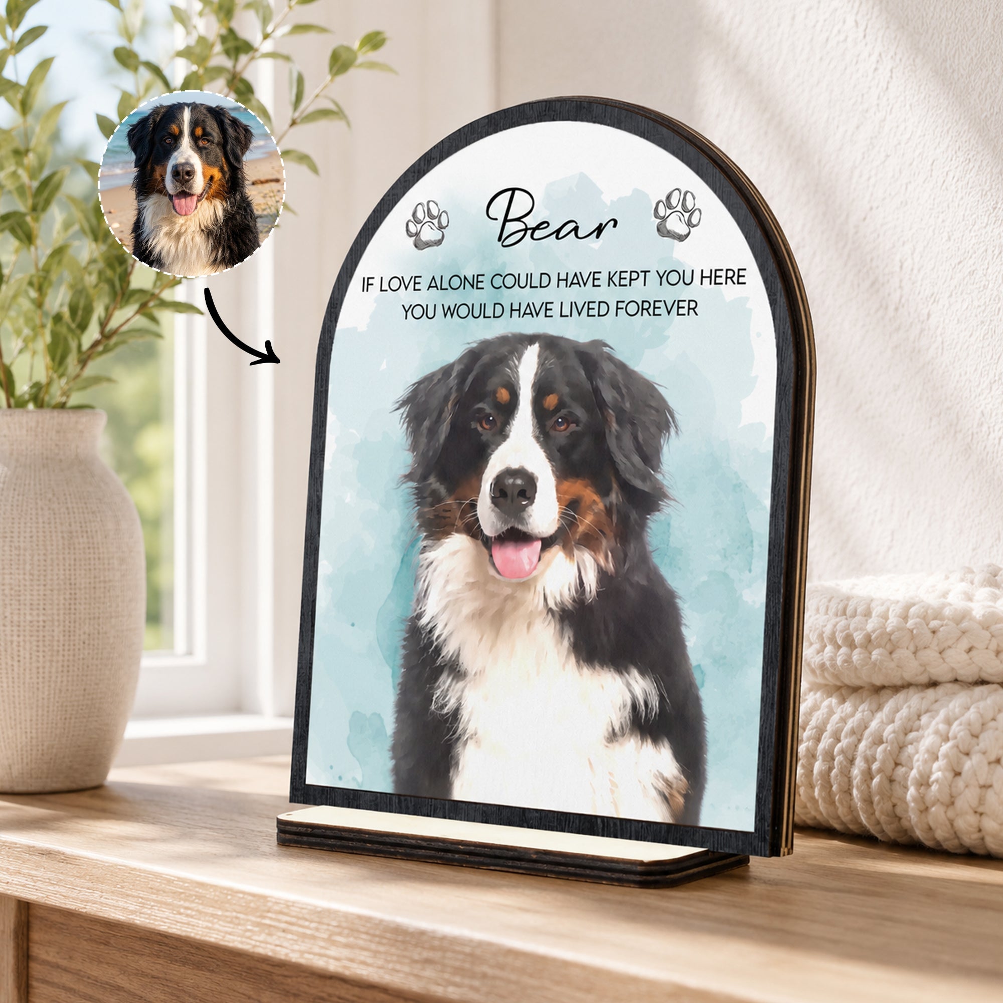 Watercolor Pet Memorial Wooden Sign - Personalized Wooden Plaque
