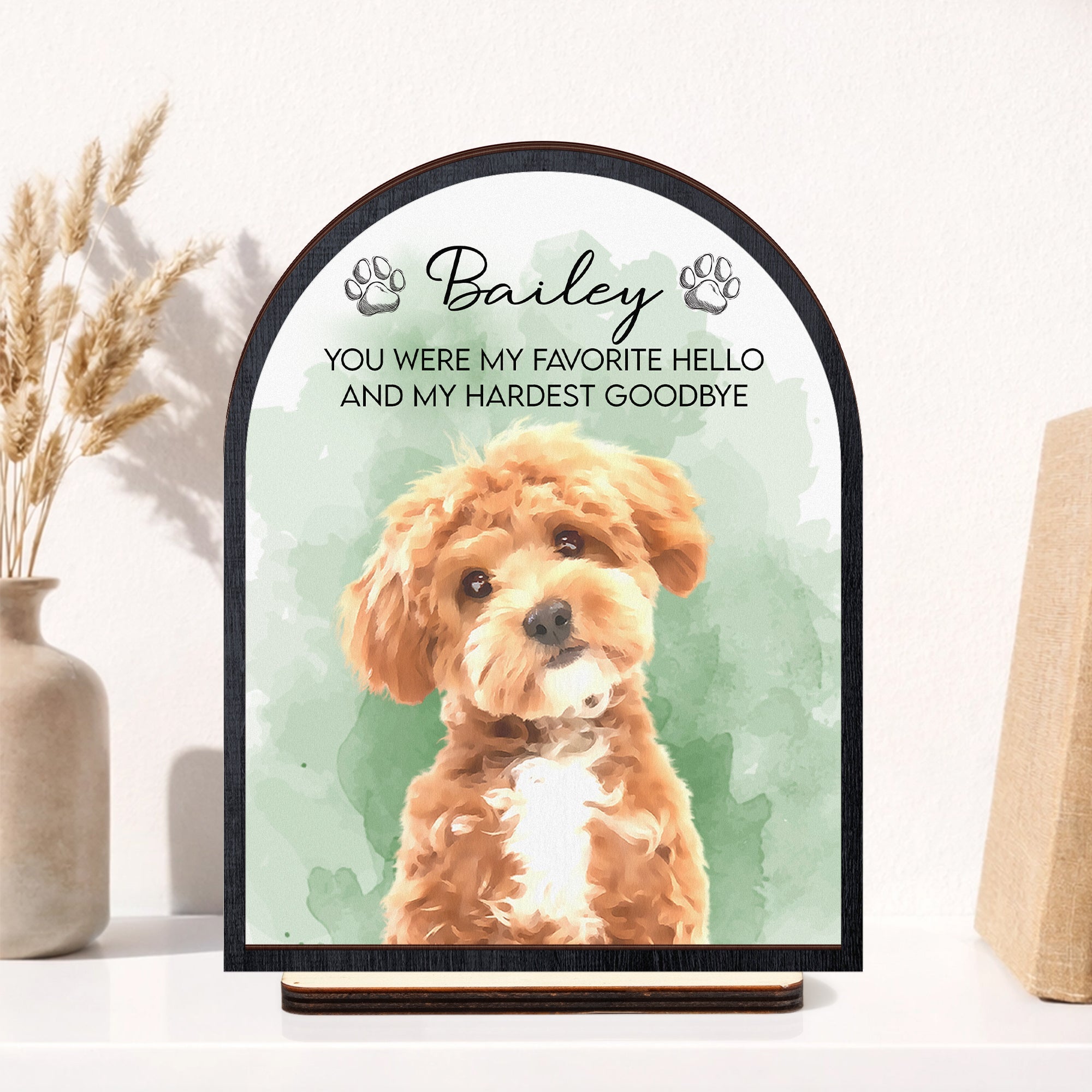 Watercolor Pet Memorial Wooden Sign - Personalized Wooden Plaque