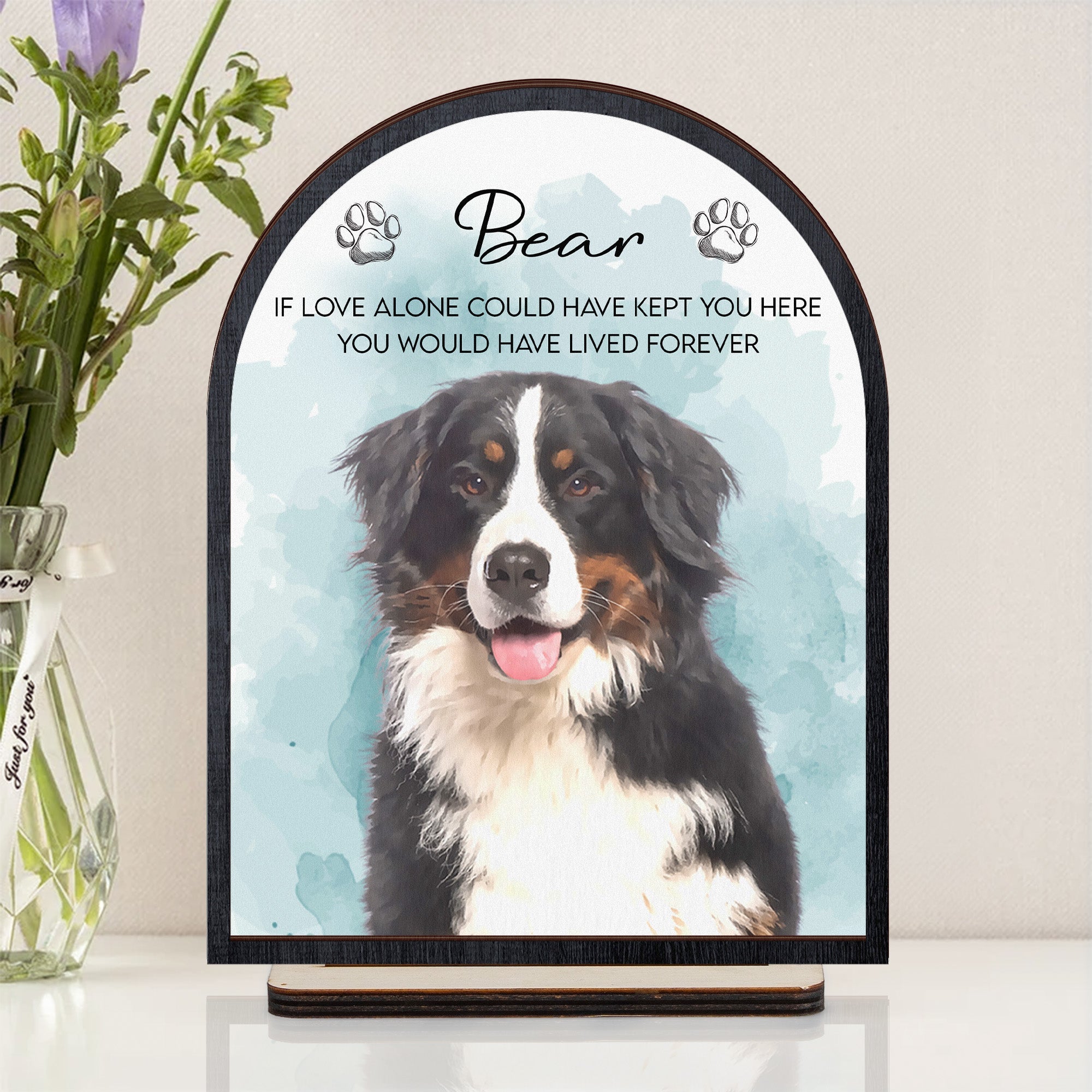 Watercolor Pet Memorial Wooden Sign - Personalized Wooden Plaque