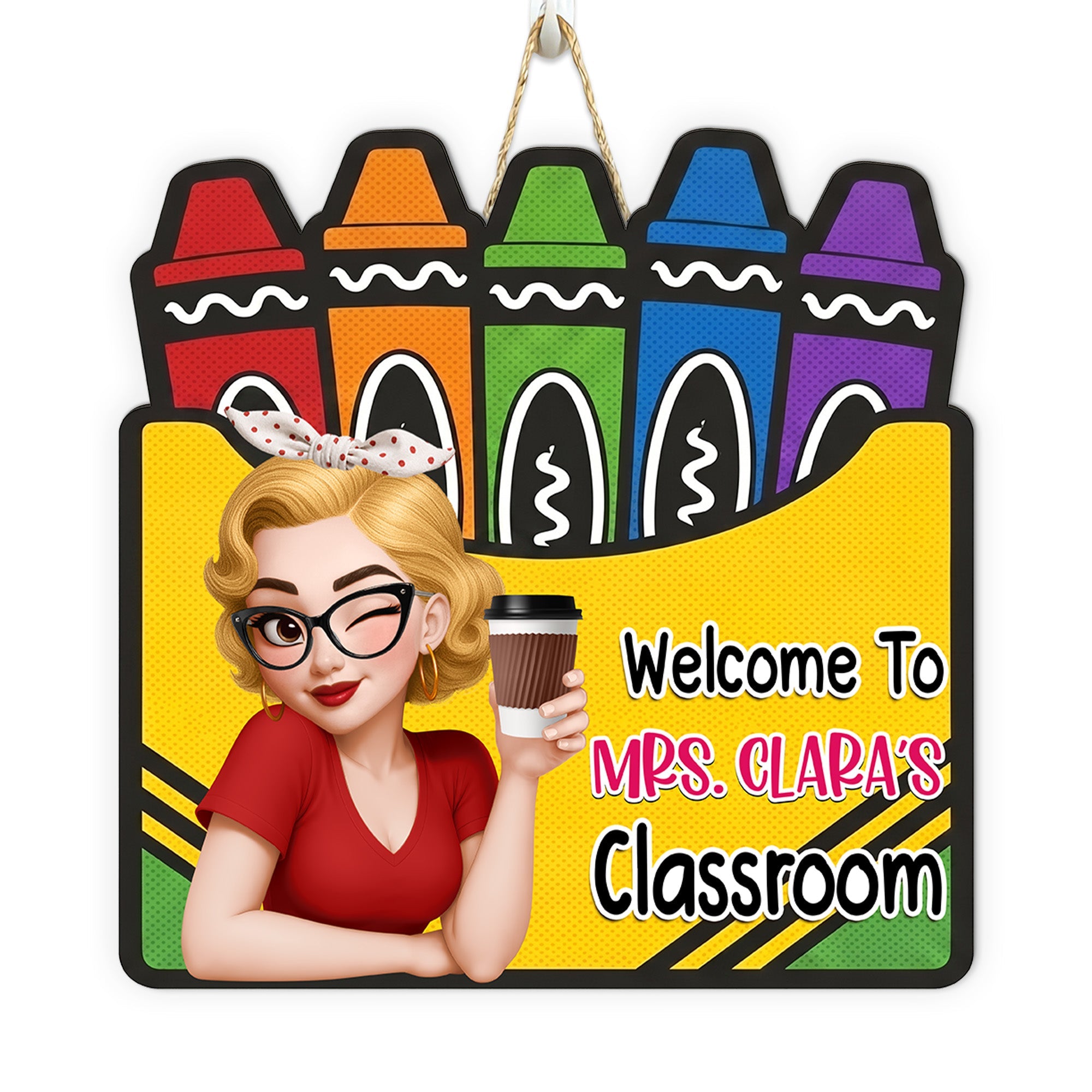 Welcome To Classroom Crayon Box - Personalized Wood Sign