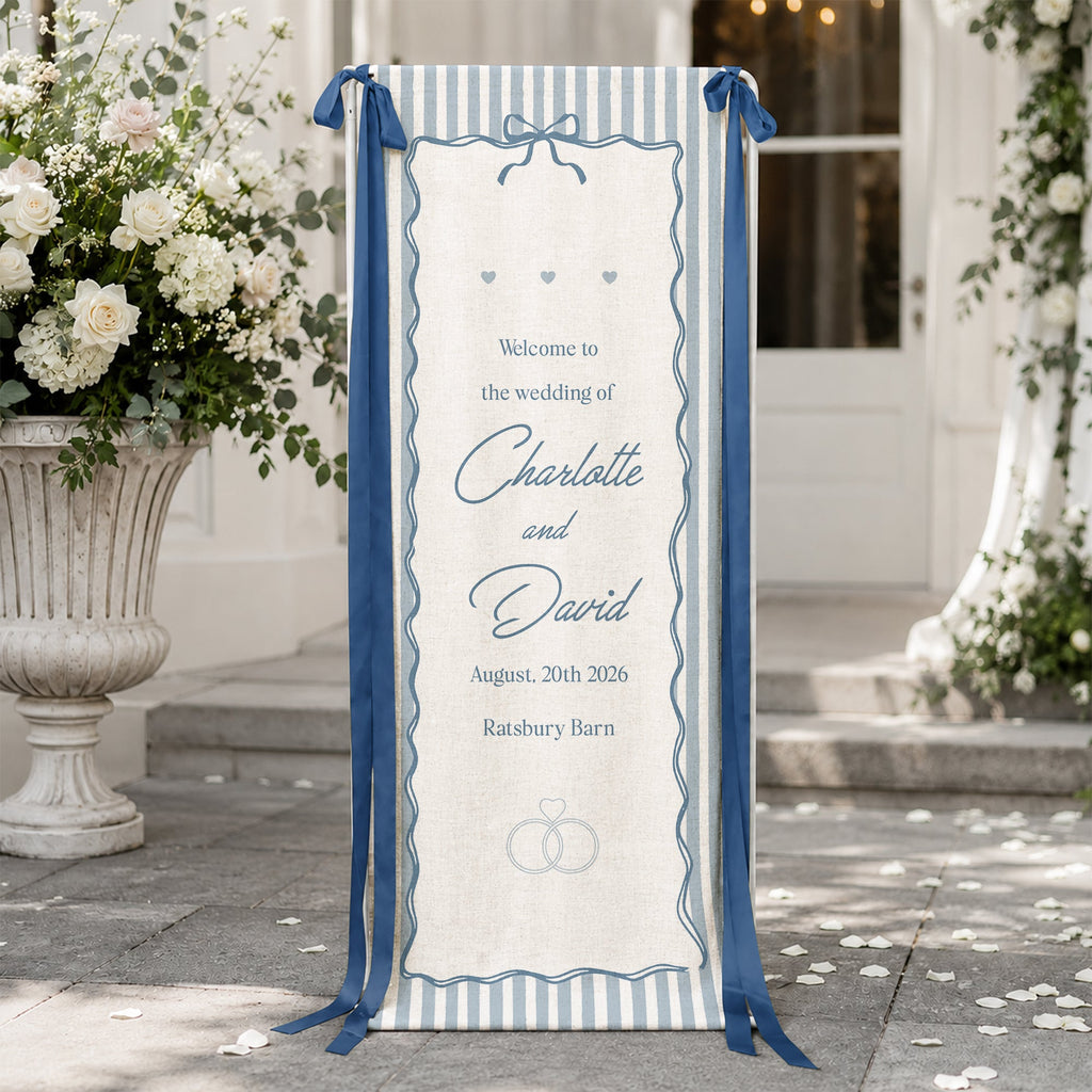 Welcome To The Wedding Of Wedding Sign Striped Style - Personalized Welcome Sign