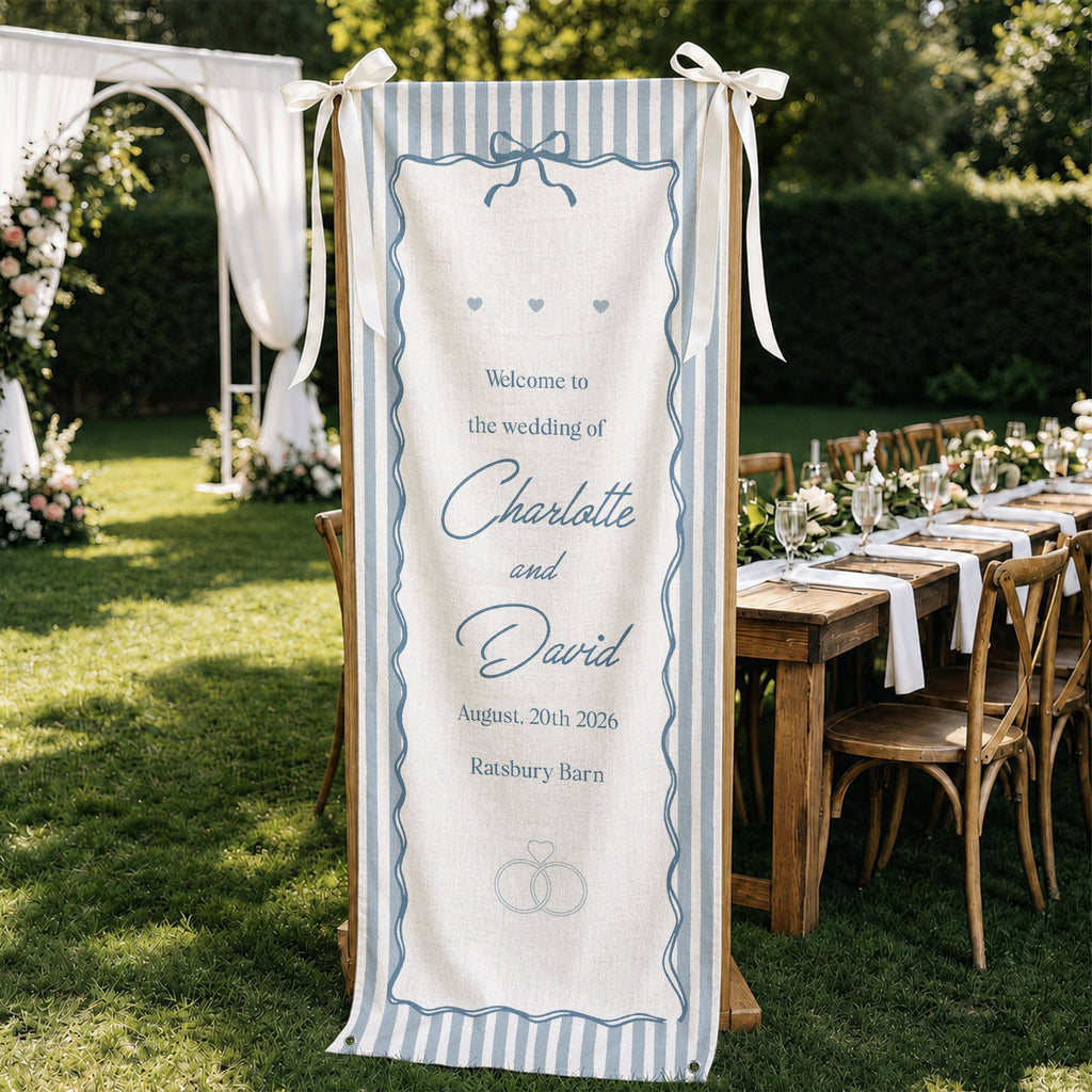 Welcome To The Wedding Of Wedding Sign Striped Style - Personalized Welcome Sign