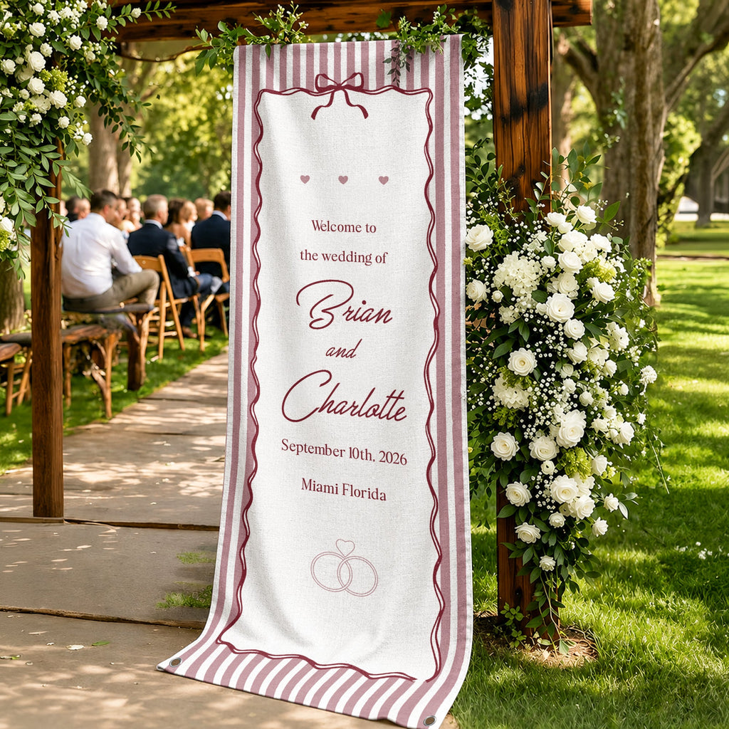 Welcome To The Wedding Of Wedding Sign Striped Style - Personalized Welcome Sign