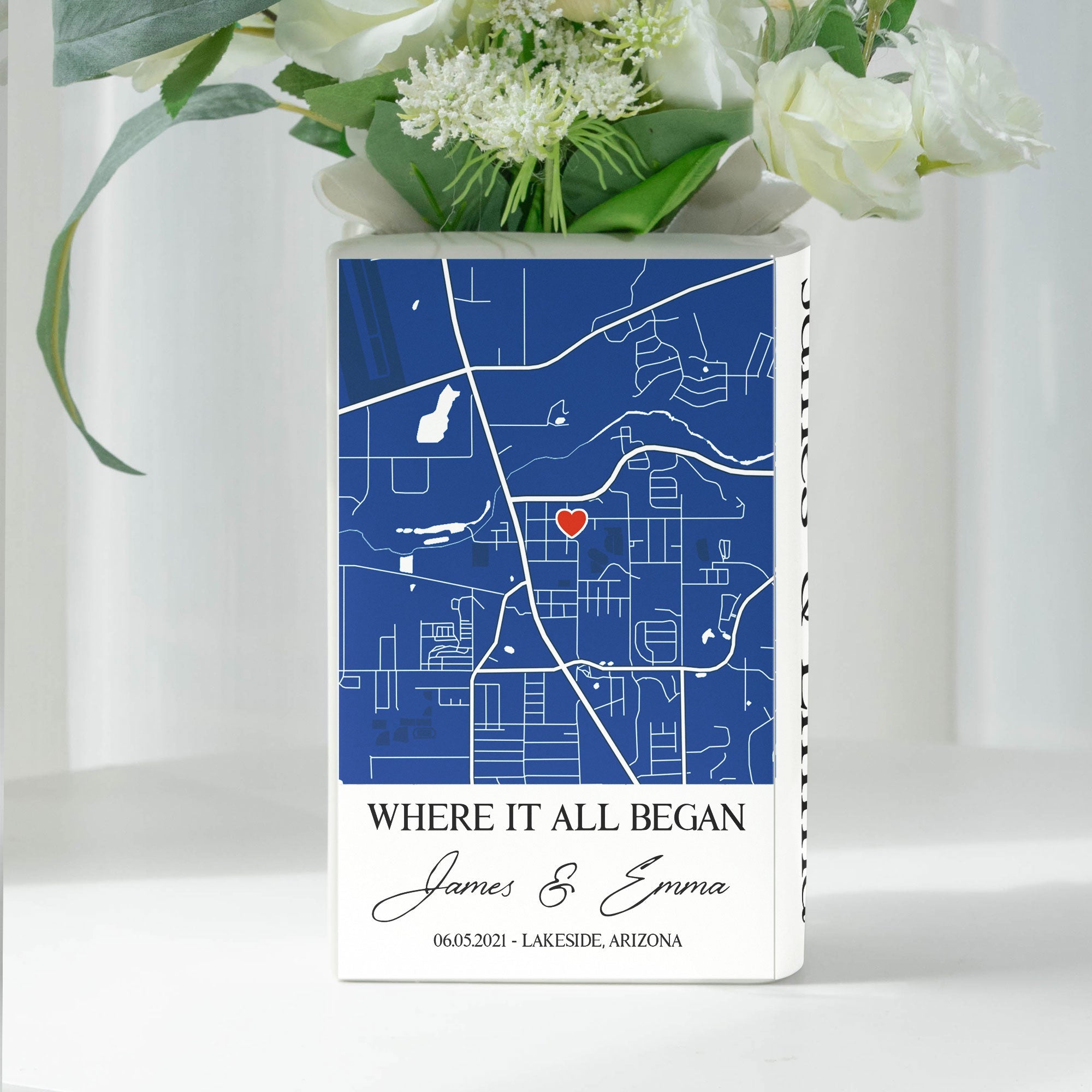 Where It All Began Anniversary Wedding Gifts For Couple, Gifts For Her - Personalized Vase