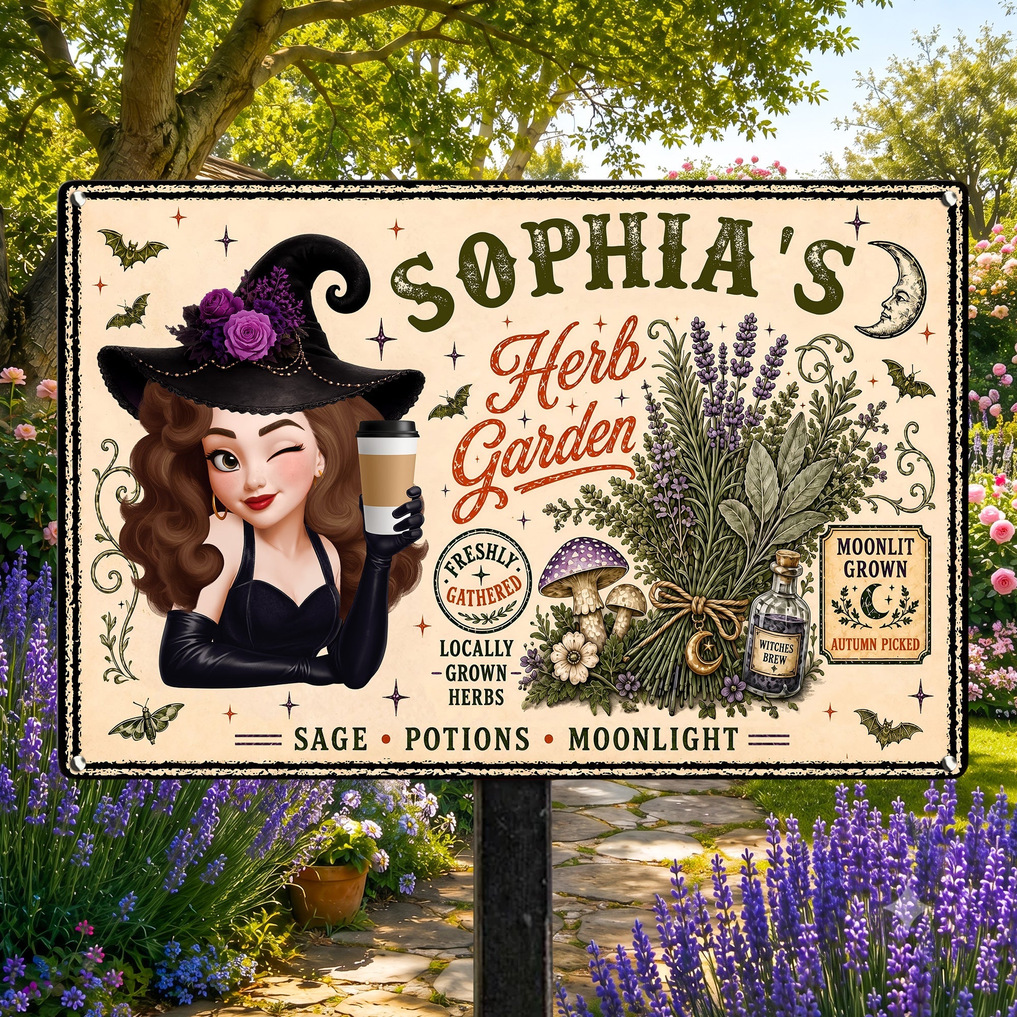 Witch Herb Garden - Personalized Metal Sign