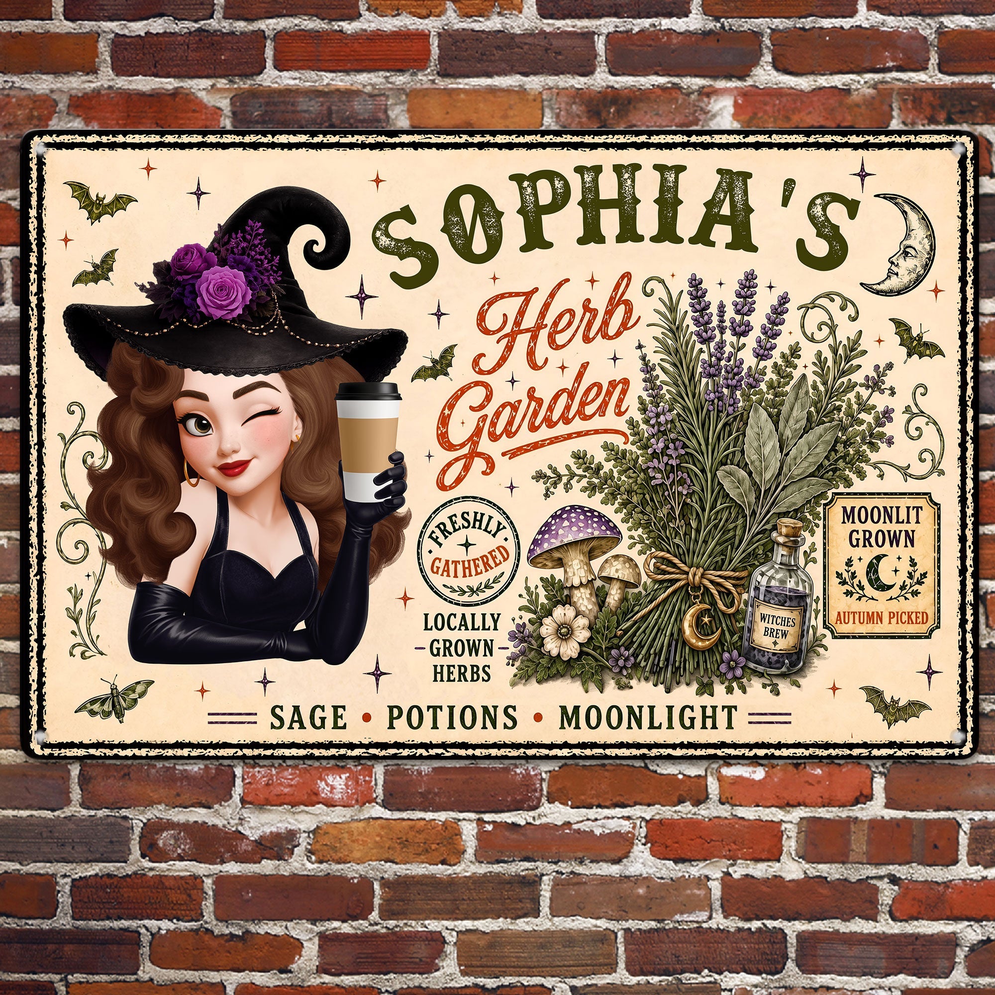 Witch Herb Garden - Personalized Metal Sign