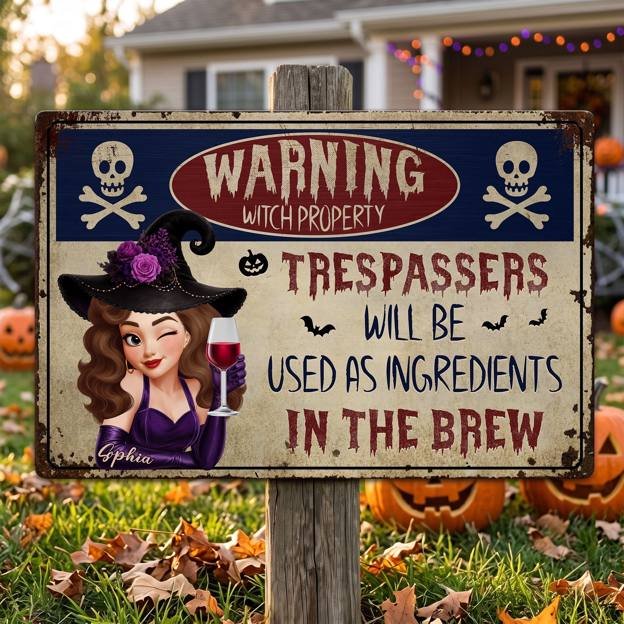 Witch Warning Trespassers Will Be Used As Ingredients - Personalized Metal Sign